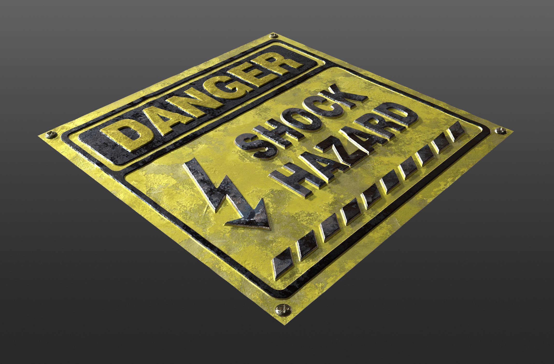 Danger Shock Hazard Sign Dirty Seamless PBR Texture Texture_1