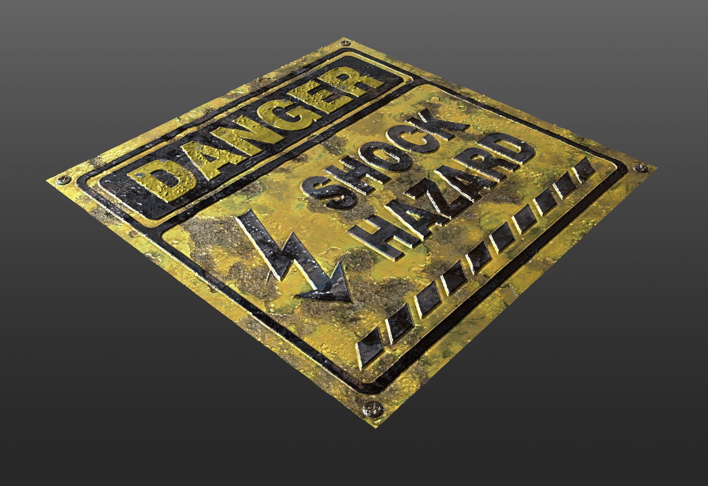 Metal Danger Hazard Sign Dirty Rusty Seamless PBR Texture Texture_1