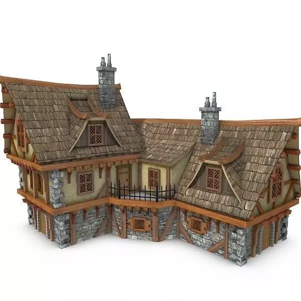 Medieval Building 19 Coaching Inn Low-poly 3D model