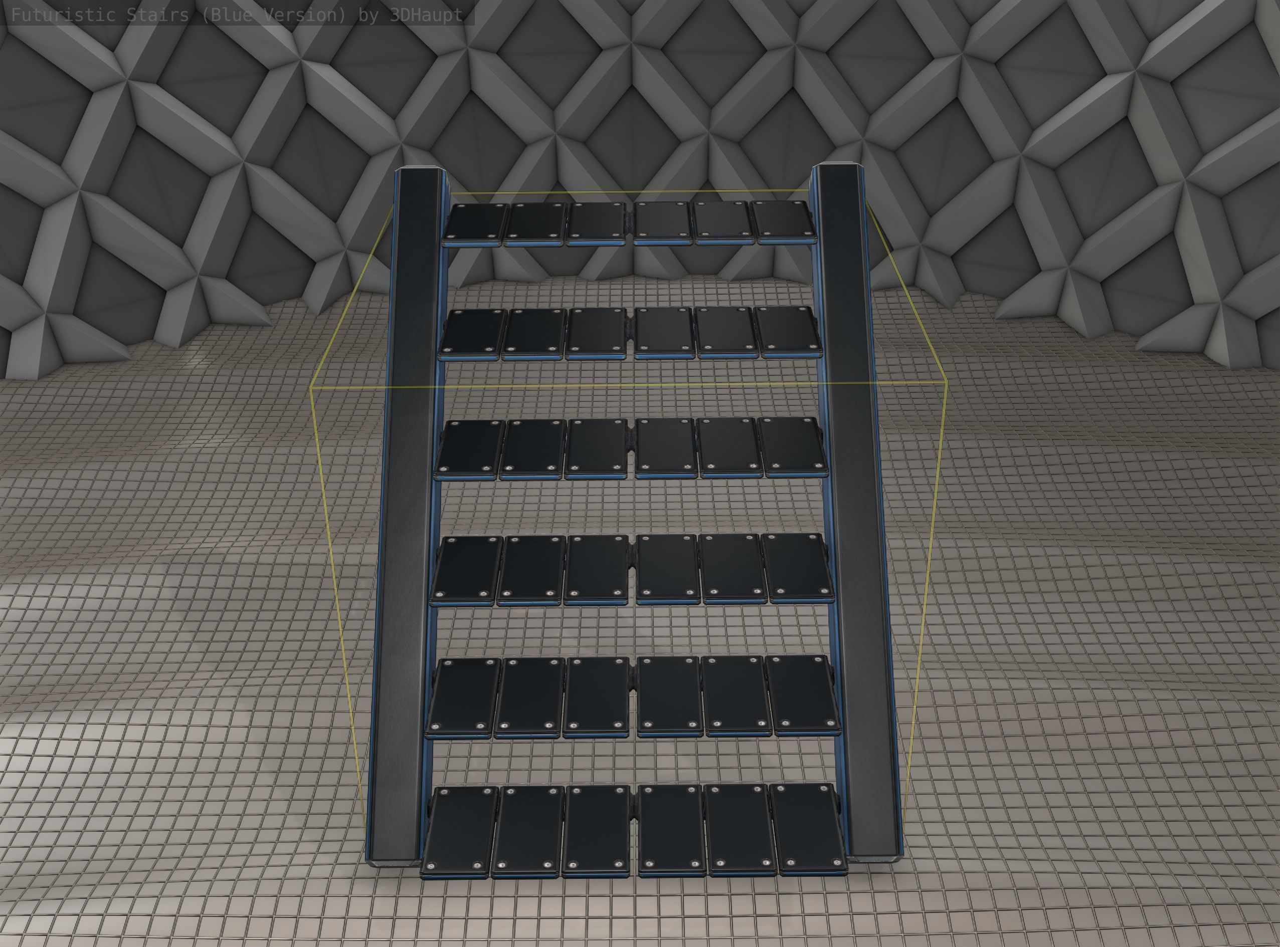 Sci-Fi Stairs - 15 - Blue Version  Low-poly 3D model_6