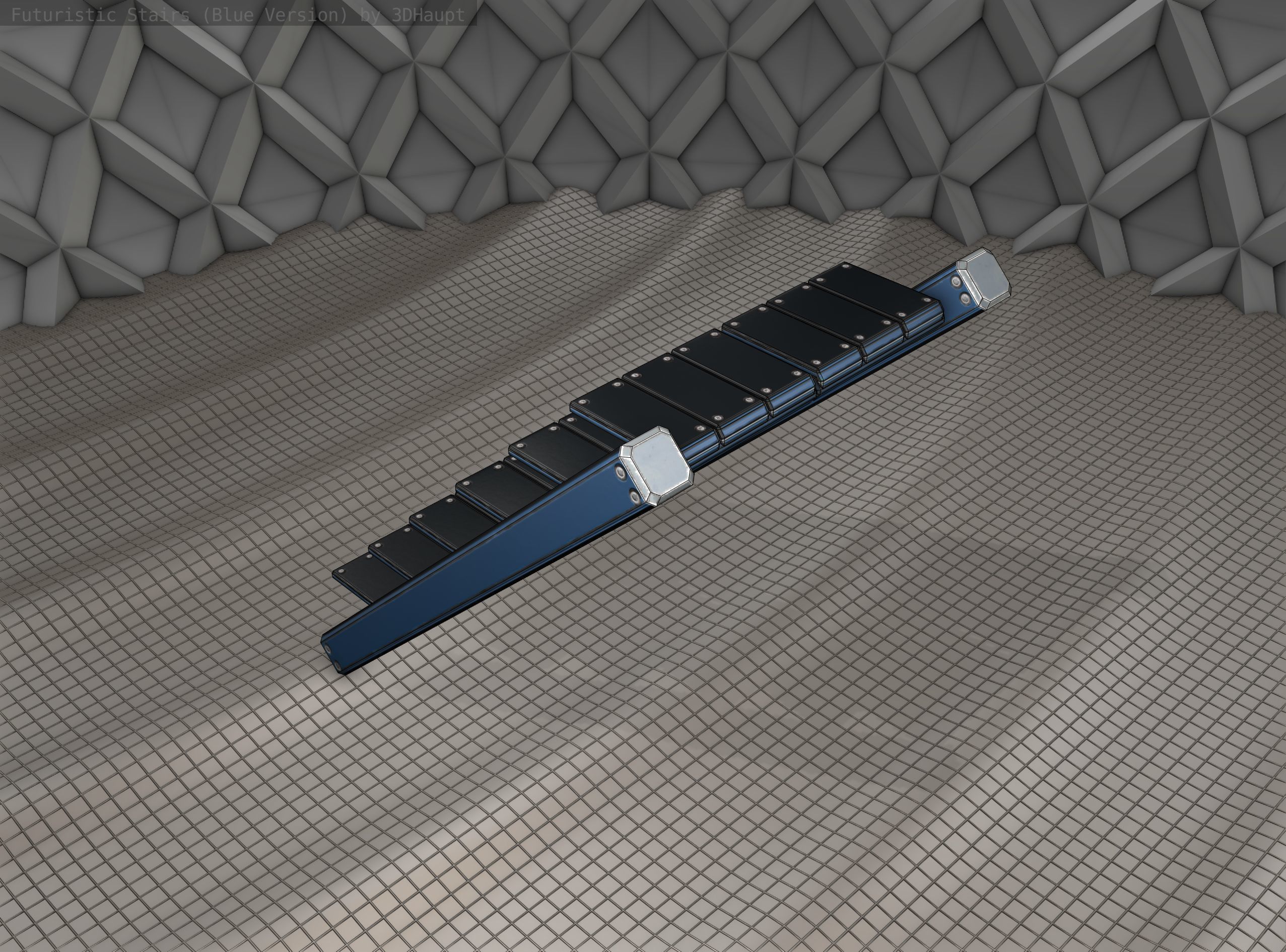 Sci-Fi Stairs - 15 - Blue Version  Low-poly 3D model_1