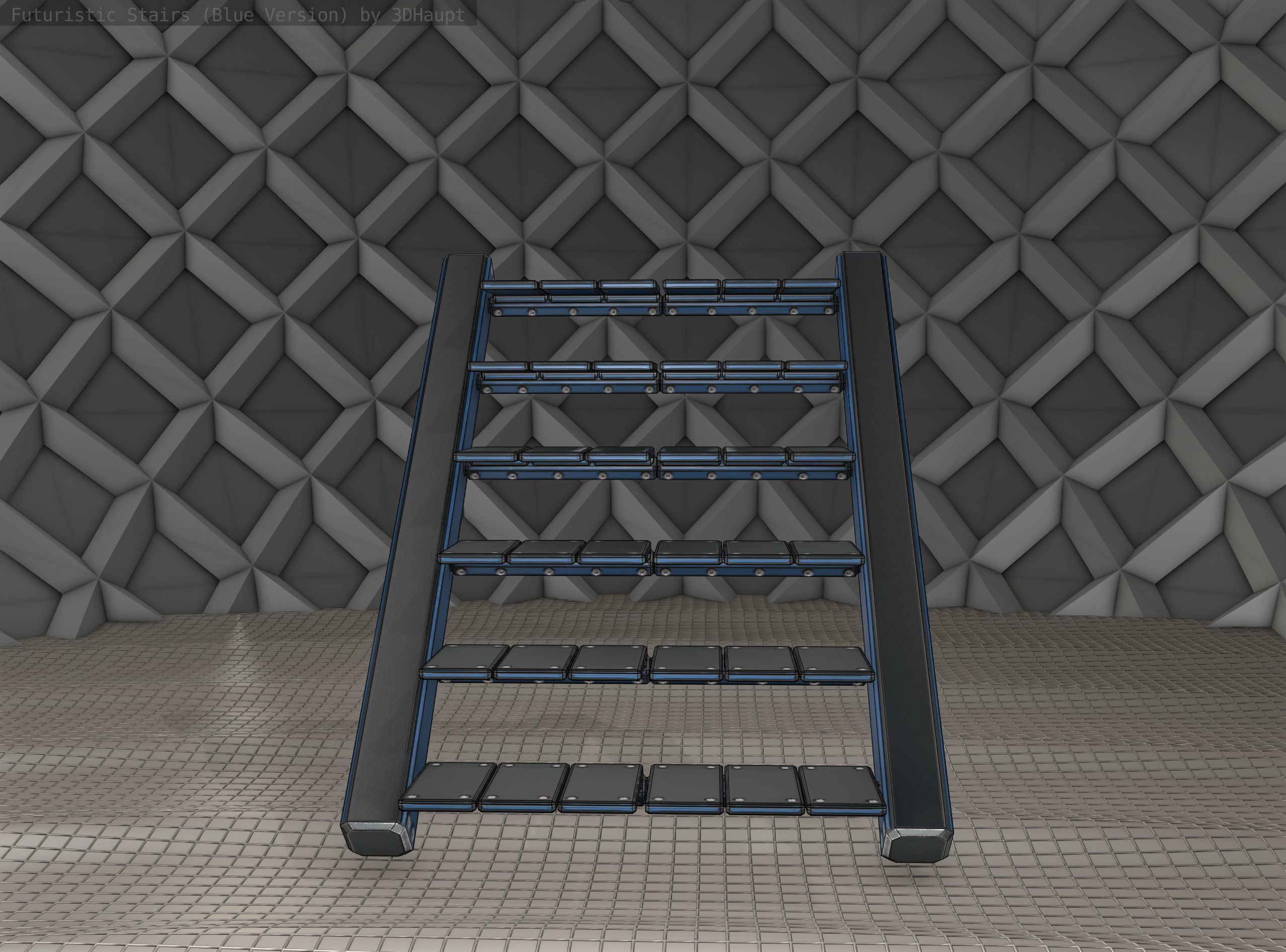Sci-Fi Stairs - 15 - Blue Version  Low-poly 3D model_13