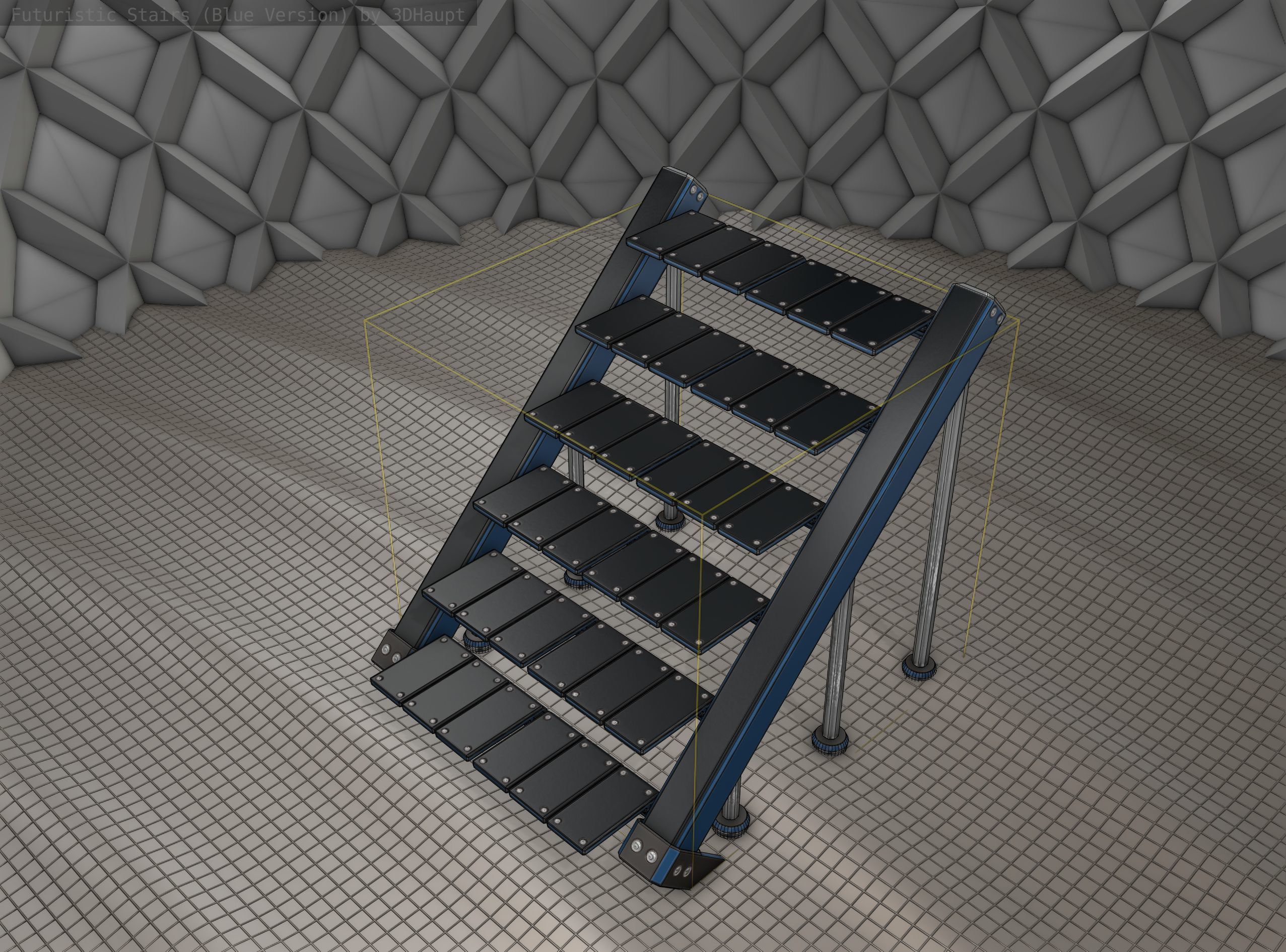 Sci-Fi Stairs - 15 - Blue Version  Low-poly 3D model_24