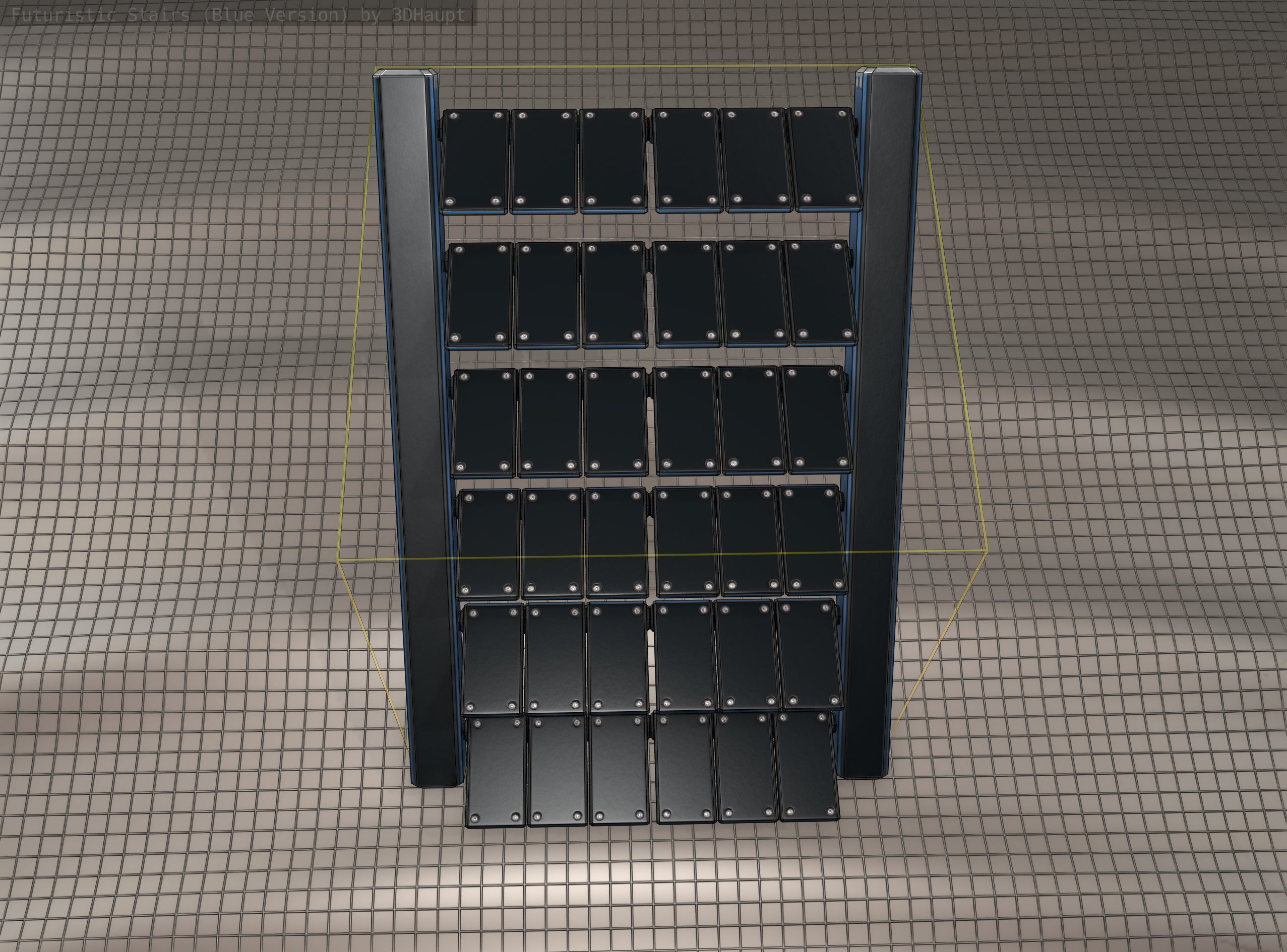 Sci-Fi Stairs - 15 - Blue Version  Low-poly 3D model_14