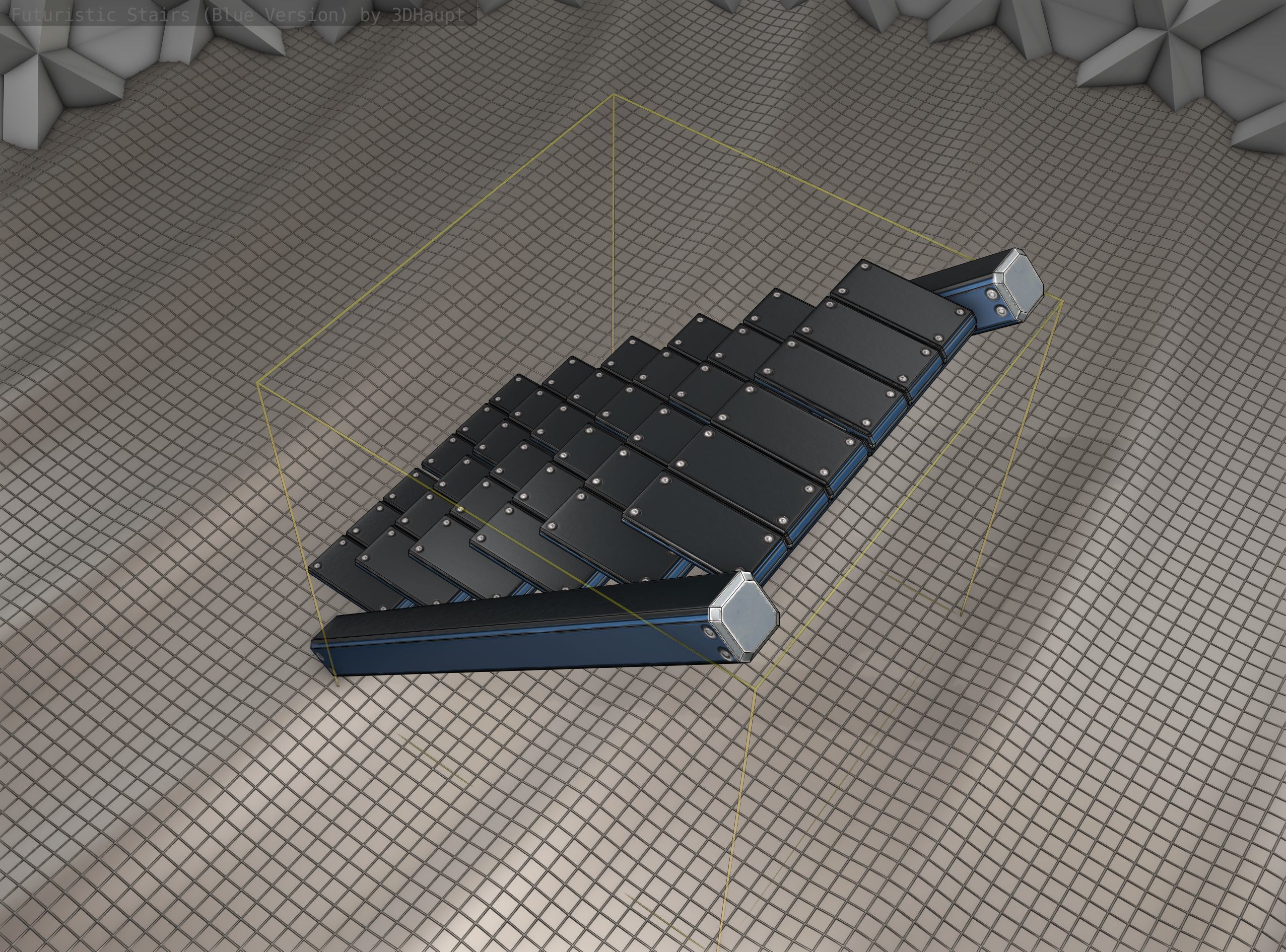 Sci-Fi Stairs - 15 - Blue Version  Low-poly 3D model_16