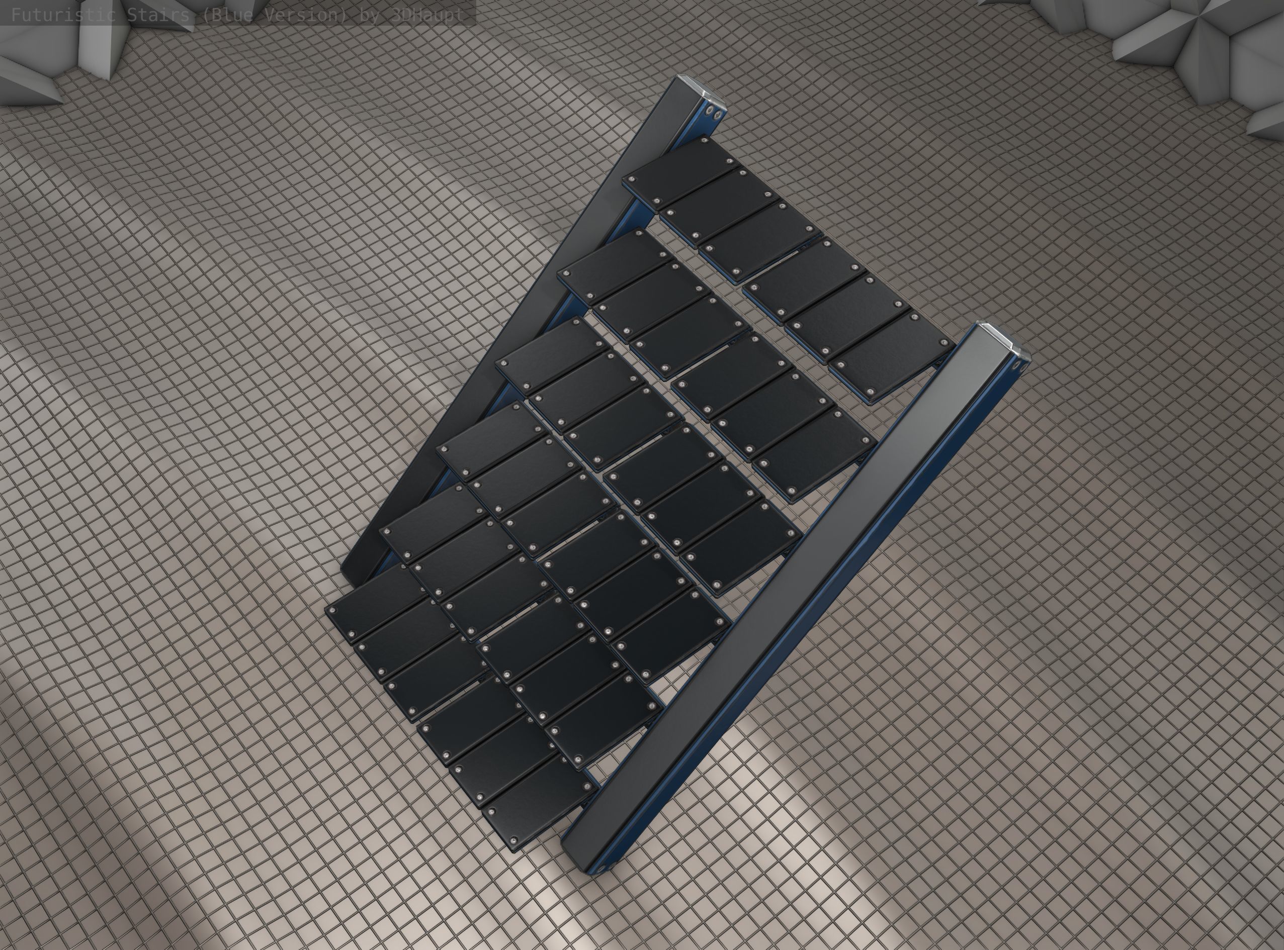 Sci-Fi Stairs - 15 - Blue Version  Low-poly 3D model_15