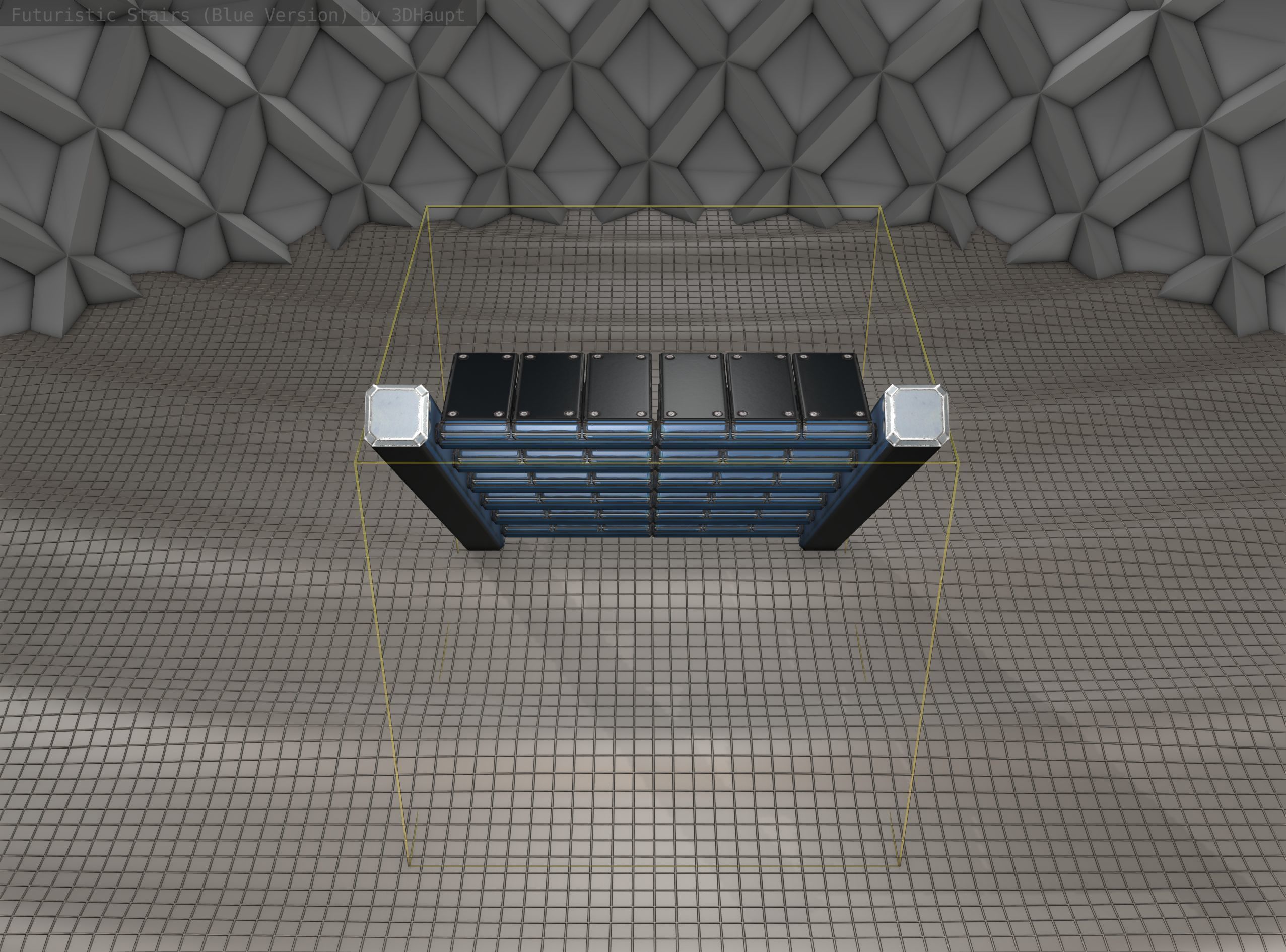 Sci-Fi Stairs - 15 - Blue Version  Low-poly 3D model_2