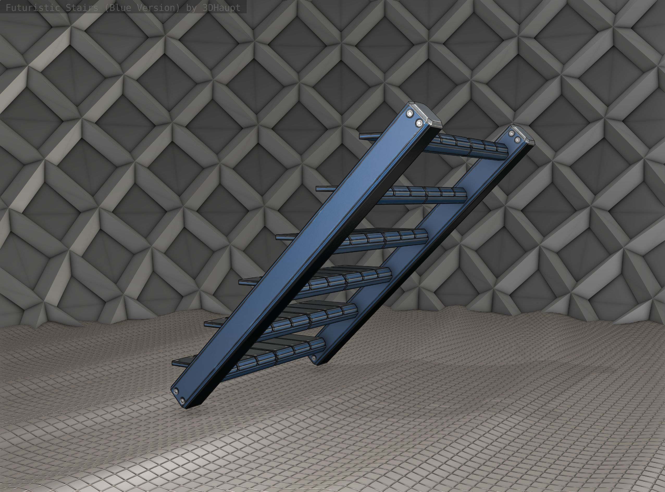 Sci-Fi Stairs - 15 - Blue Version  Low-poly 3D model_9