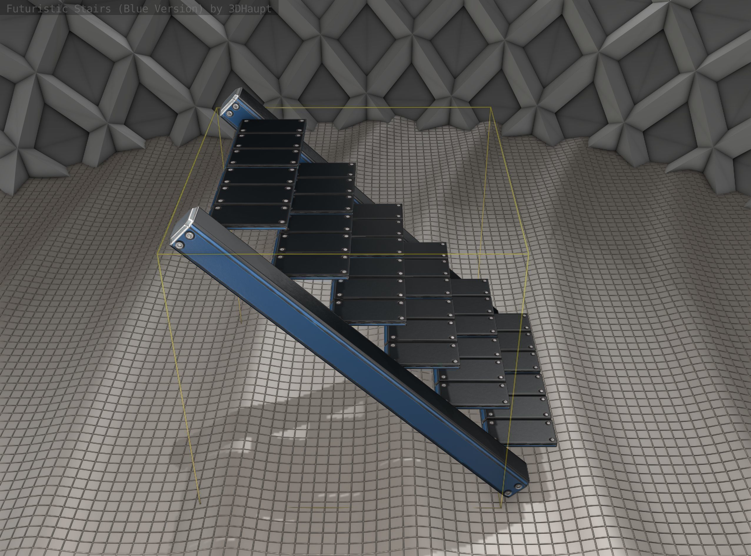 Sci-Fi Stairs - 15 - Blue Version  Low-poly 3D model_4