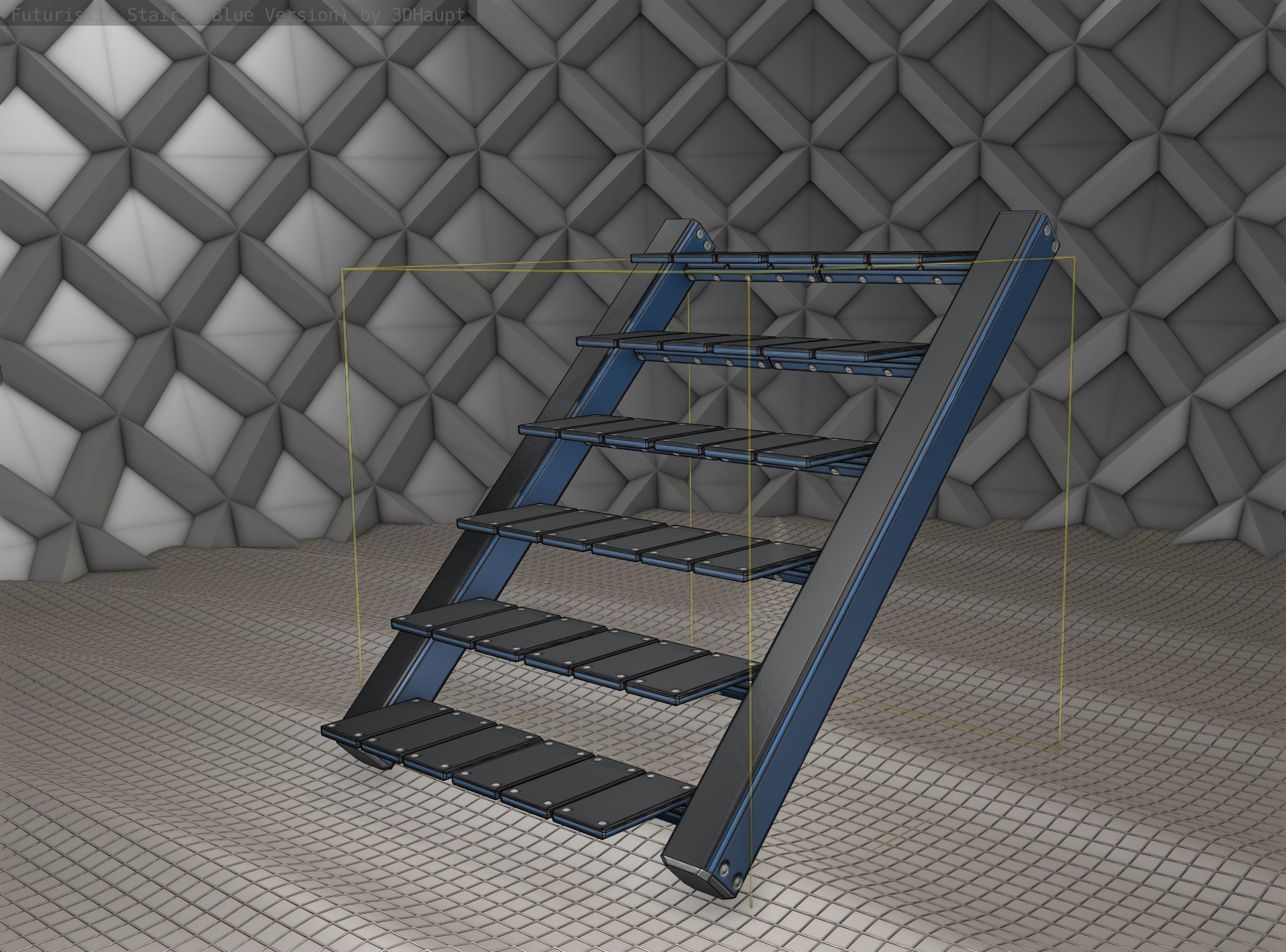 Sci-Fi Stairs - 15 - Blue Version  Low-poly 3D model_22