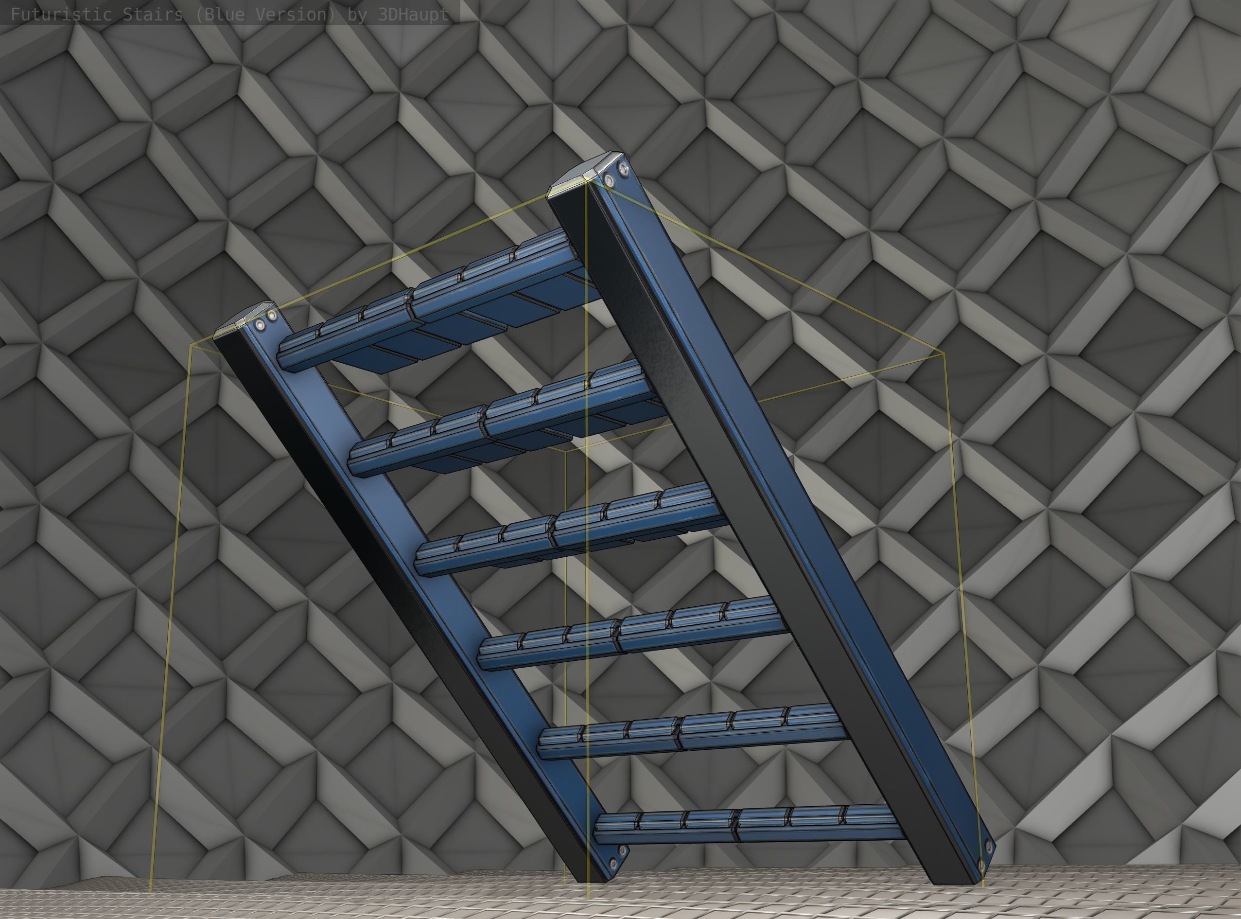 Sci-Fi Stairs - 15 - Blue Version  Low-poly 3D model_20