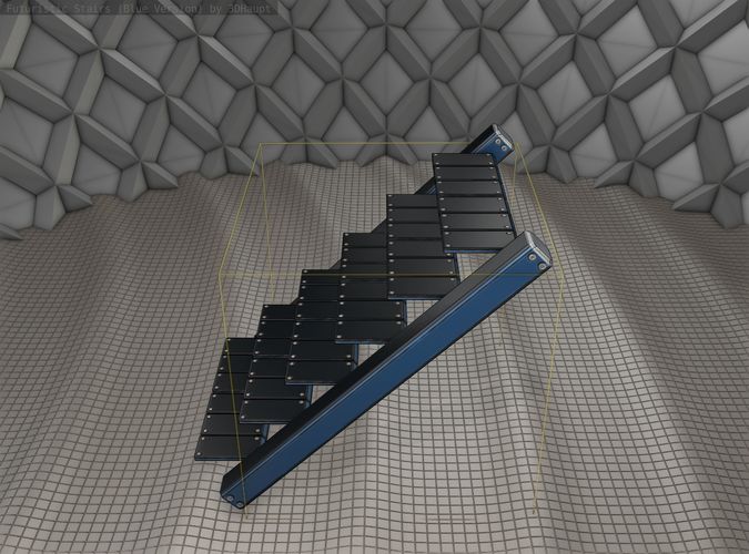Sci-Fi Stairs - 15 - Blue Version  Low-poly 3D model