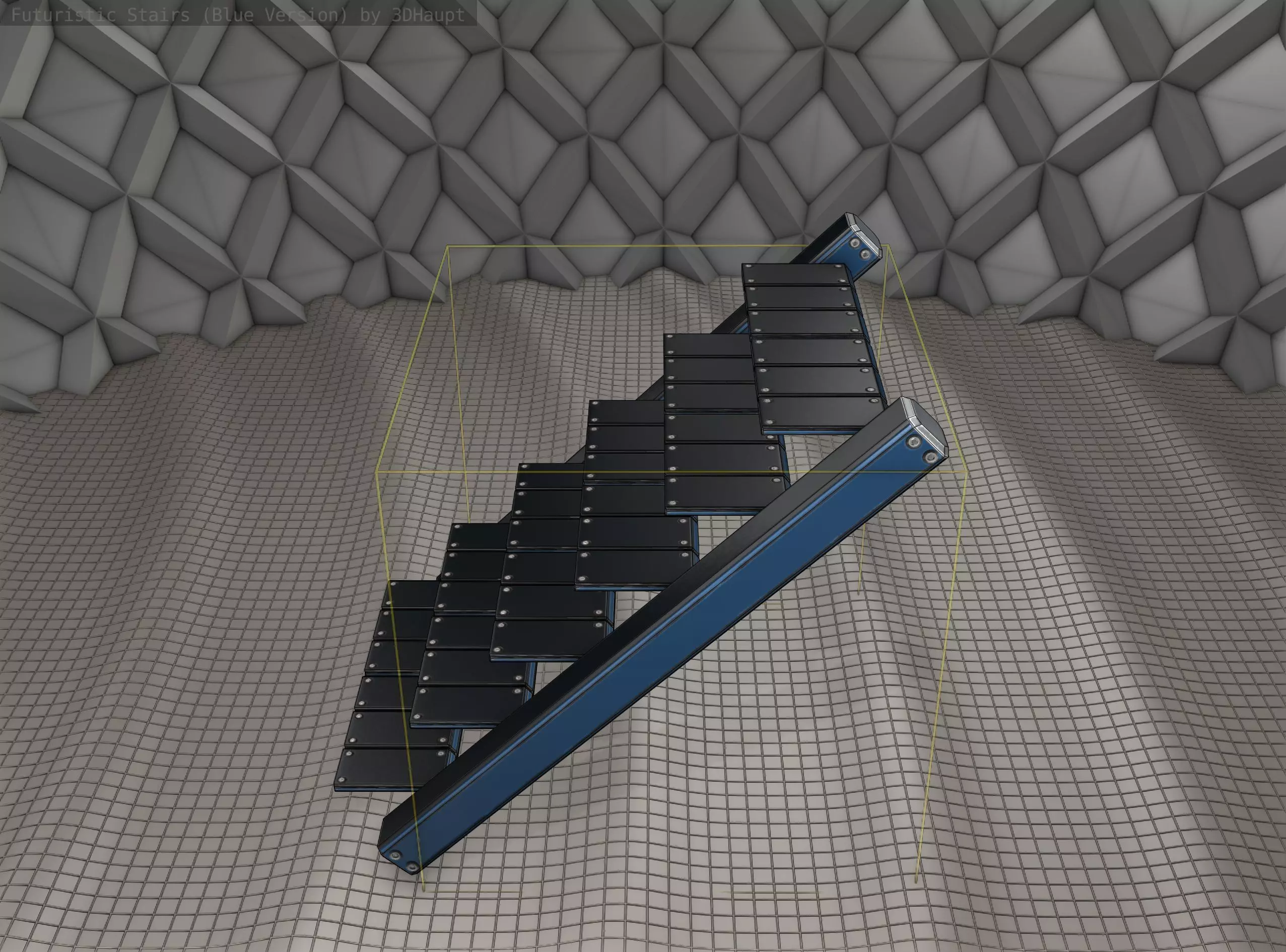 Sci-Fi Stairs - 15 - Blue Version  Low-poly 3D model_0