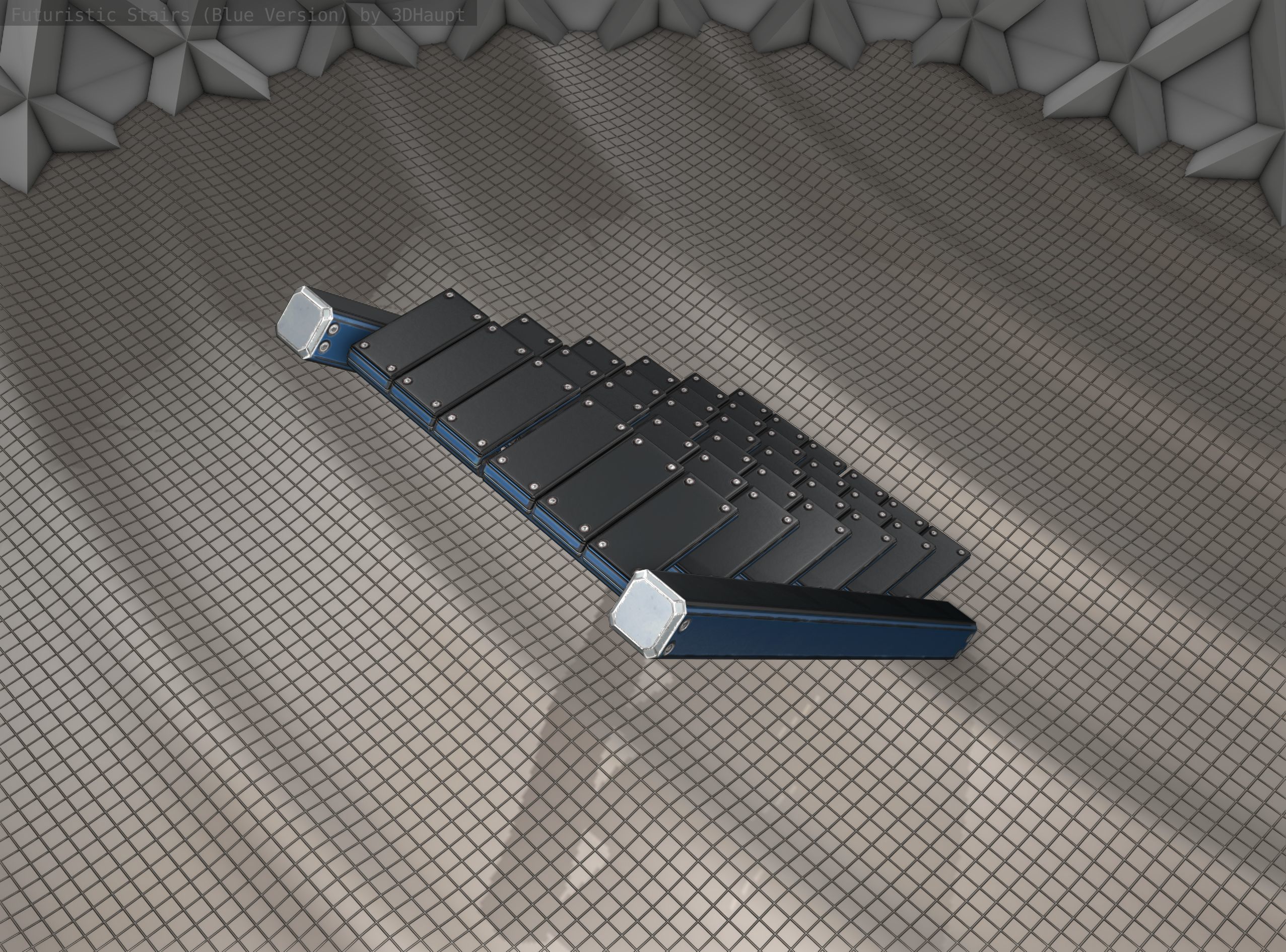 Sci-Fi Stairs - 15 - Blue Version  Low-poly 3D model_17