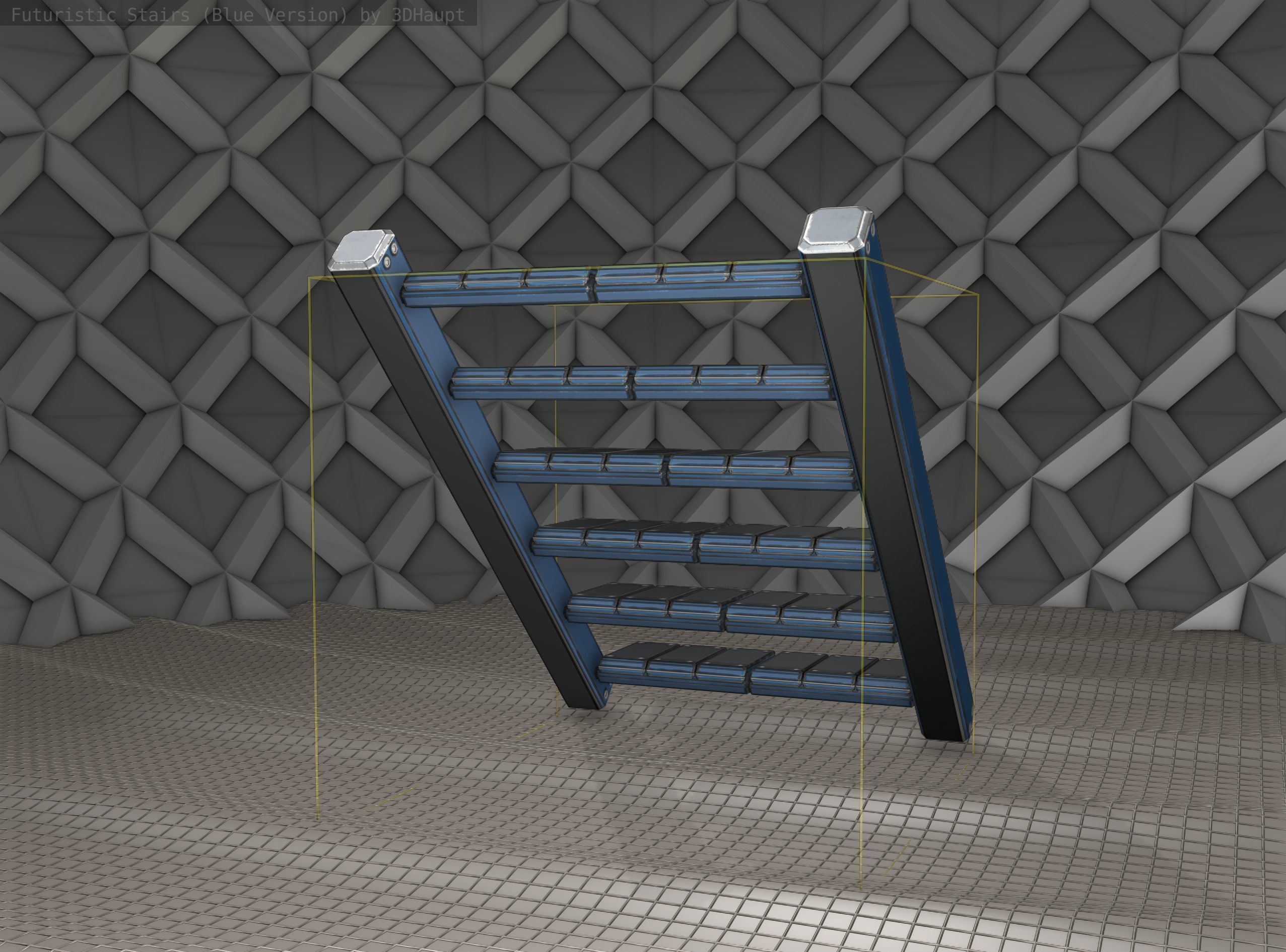 Sci-Fi Stairs - 15 - Blue Version  Low-poly 3D model_10