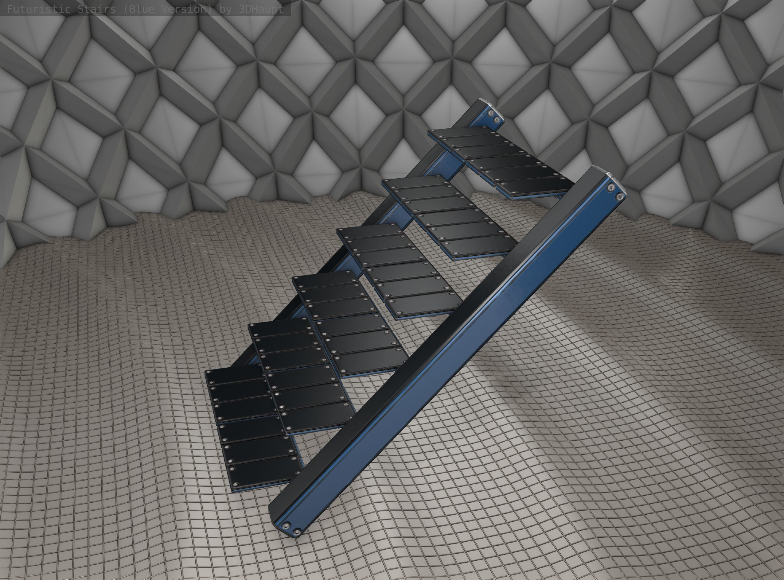 Sci-Fi Stairs - 15 - Blue Version  Low-poly 3D model_23