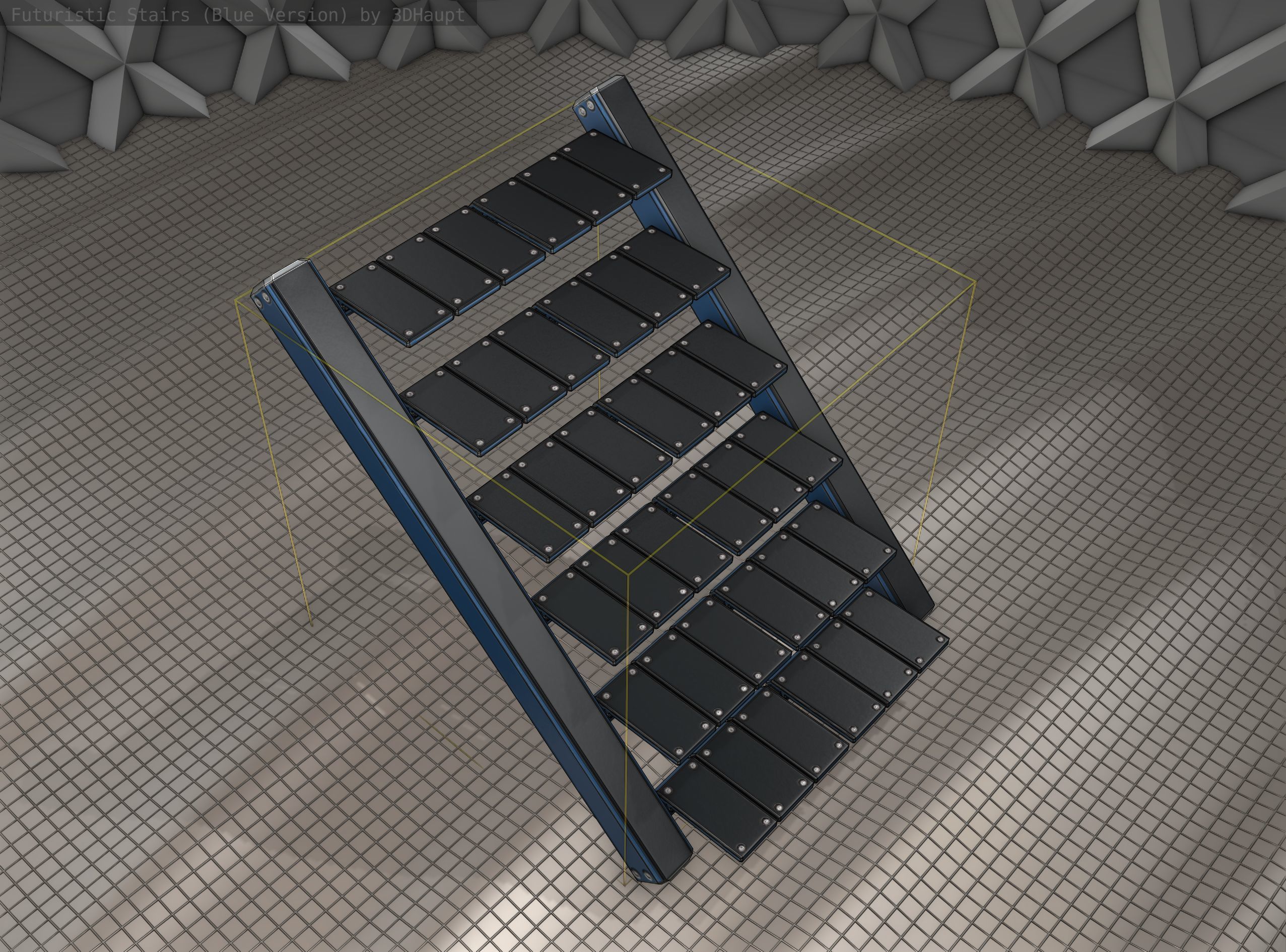 Sci-Fi Stairs - 15 - Blue Version  Low-poly 3D model_18