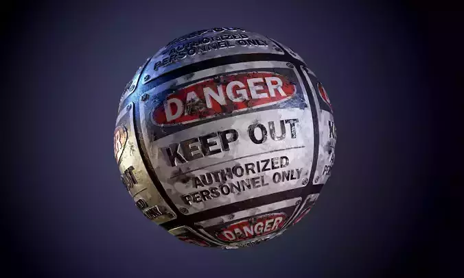 Danger Hazard Sign Rusty Dirty Seamless PBR Texture