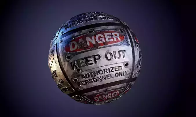 Metal Danger keep out sign Seamless PBR Texture
