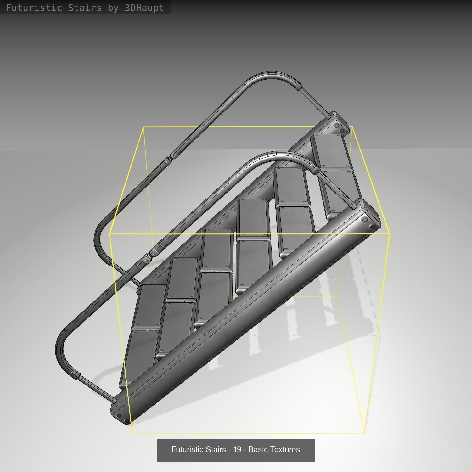 Futuristic Stairs - Basic Textures - without glass 3D Model Collection_22