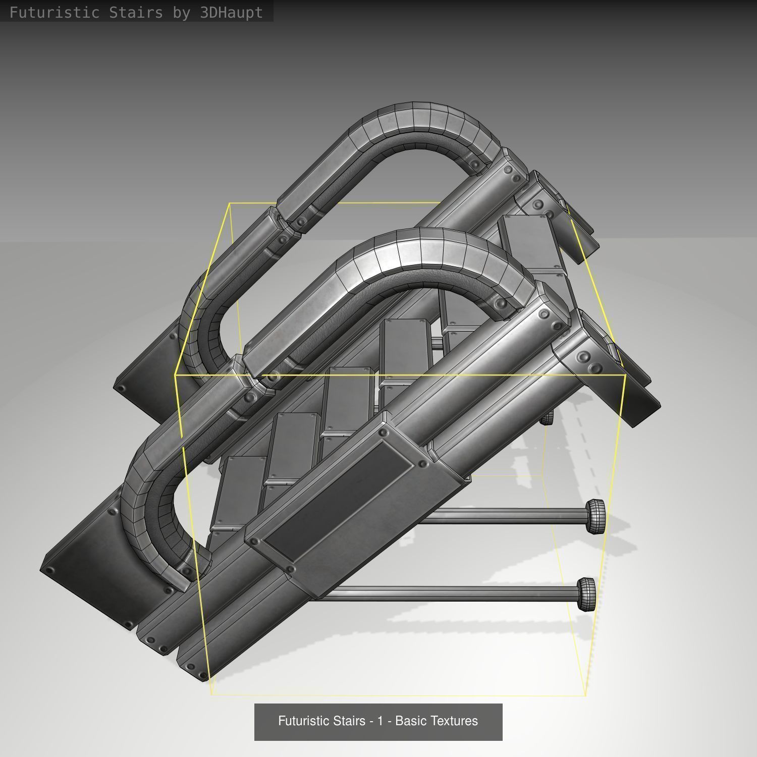 Futuristic Stairs - Basic Textures - without glass 3D Model Collection_4