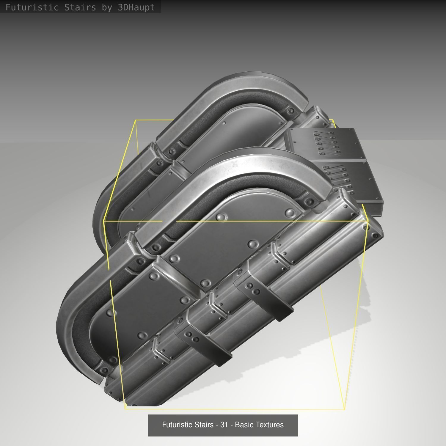 Futuristic Stairs - Basic Textures - without glass 3D Model Collection_34