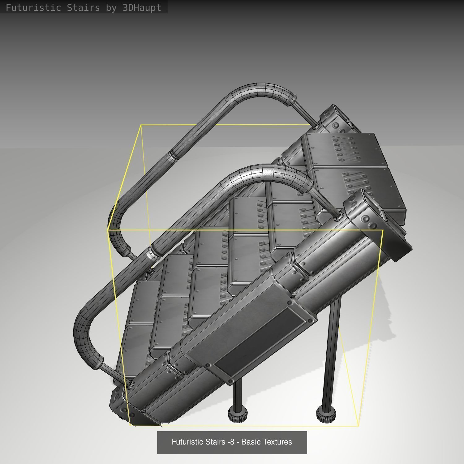 Futuristic Stairs - Basic Textures - without glass 3D Model Collection_11