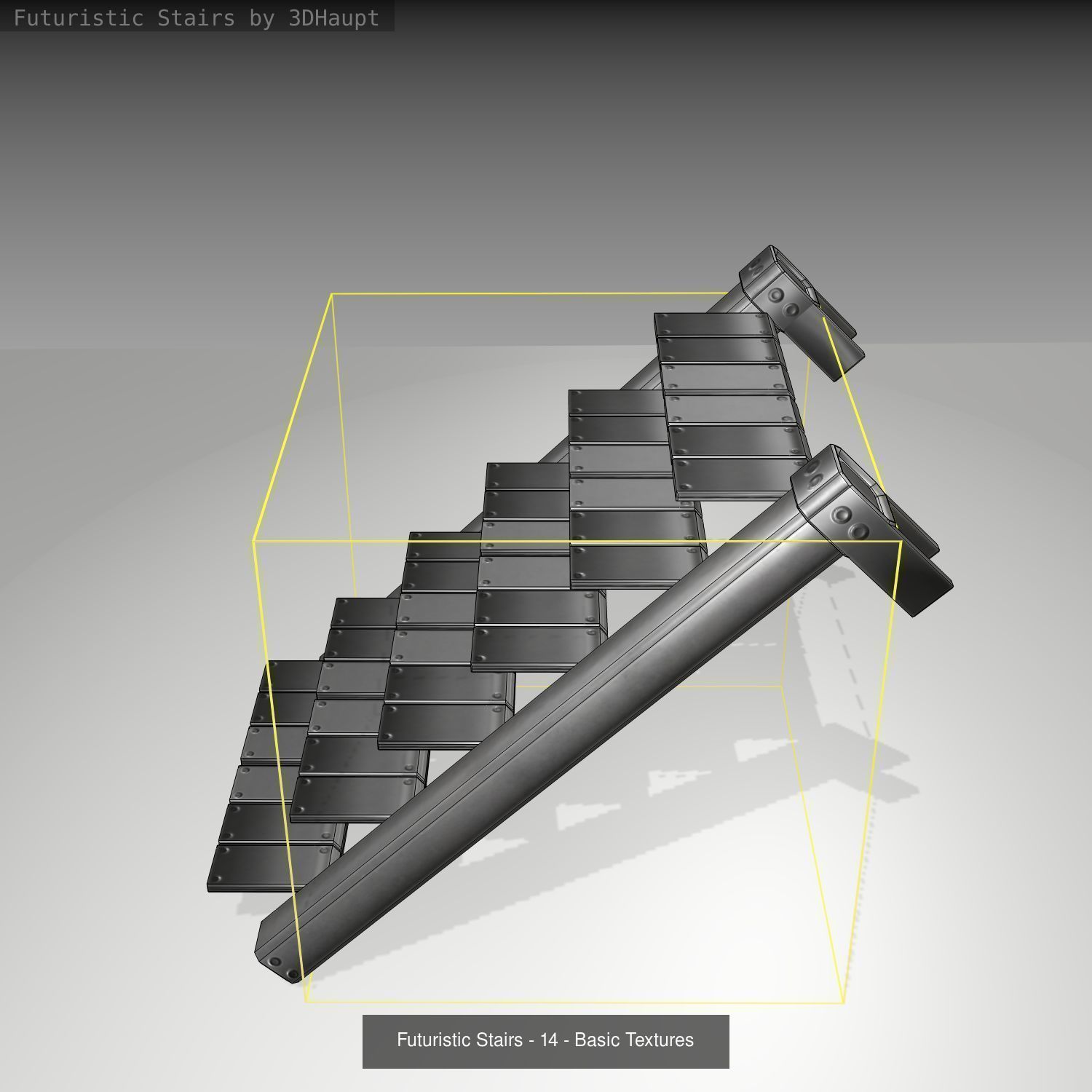 Futuristic Stairs - Basic Textures - without glass 3D Model Collection_17