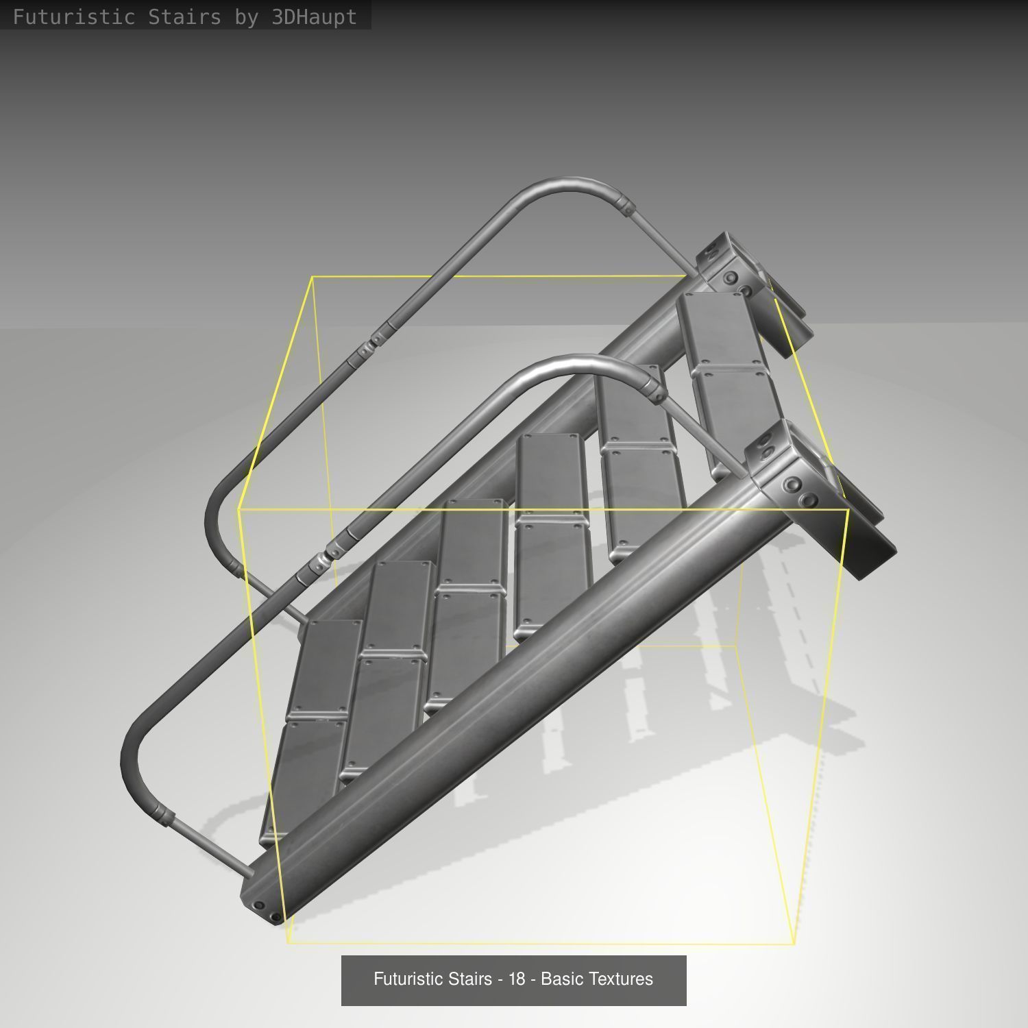 Futuristic Stairs - Basic Textures - without glass 3D Model Collection_21