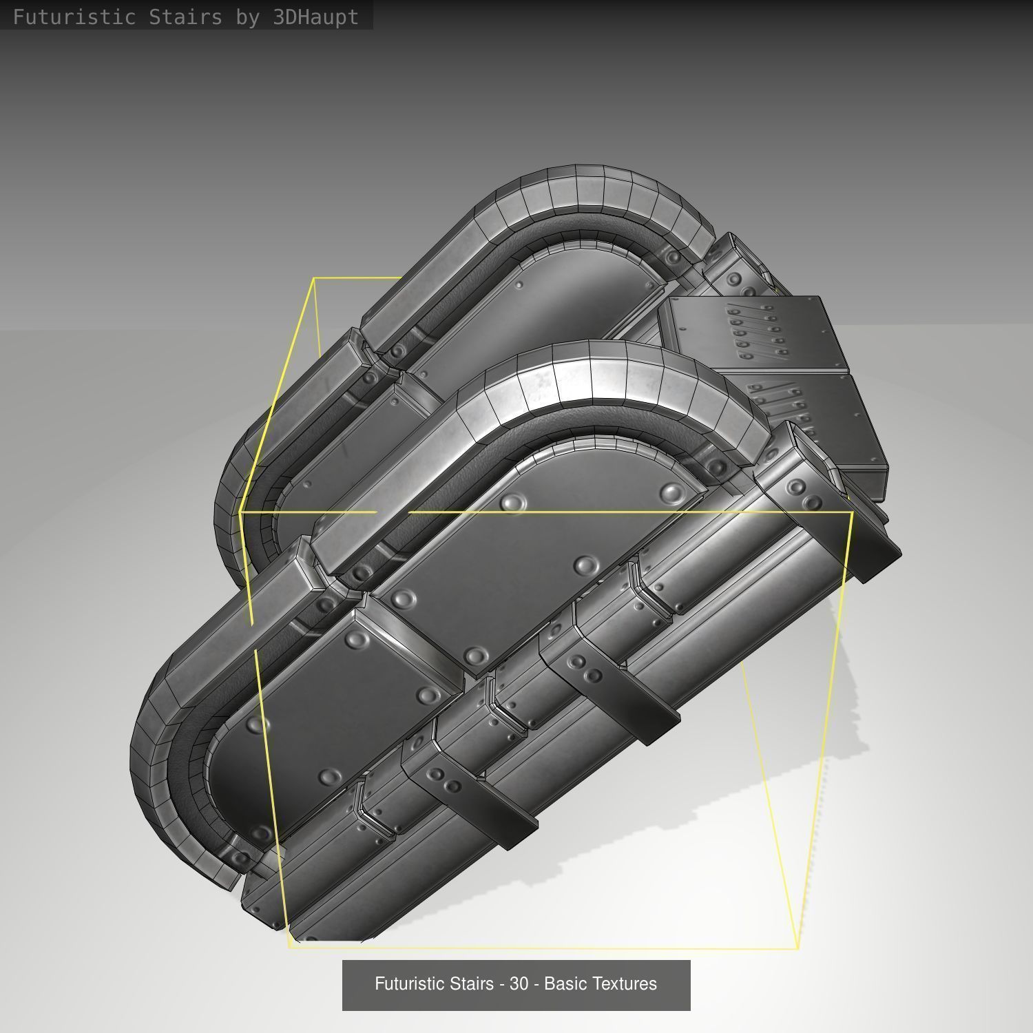 Futuristic Stairs - Basic Textures - without glass 3D Model Collection_33
