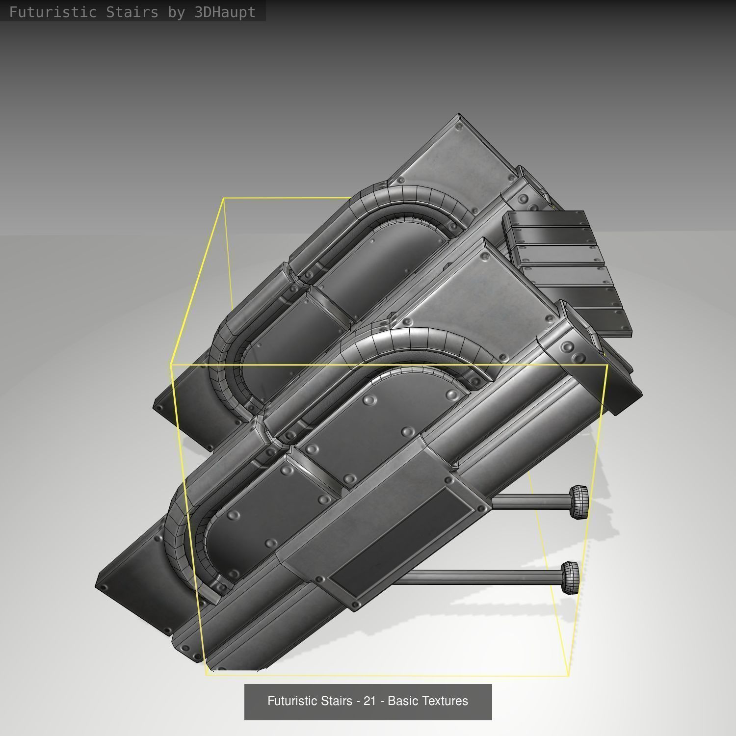 Futuristic Stairs - Basic Textures - without glass 3D Model Collection_24