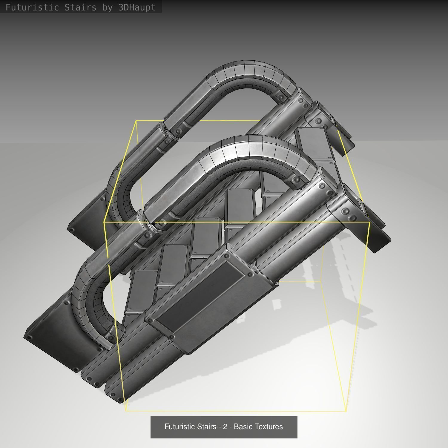 Futuristic Stairs - Basic Textures - without glass 3D Model Collection_5