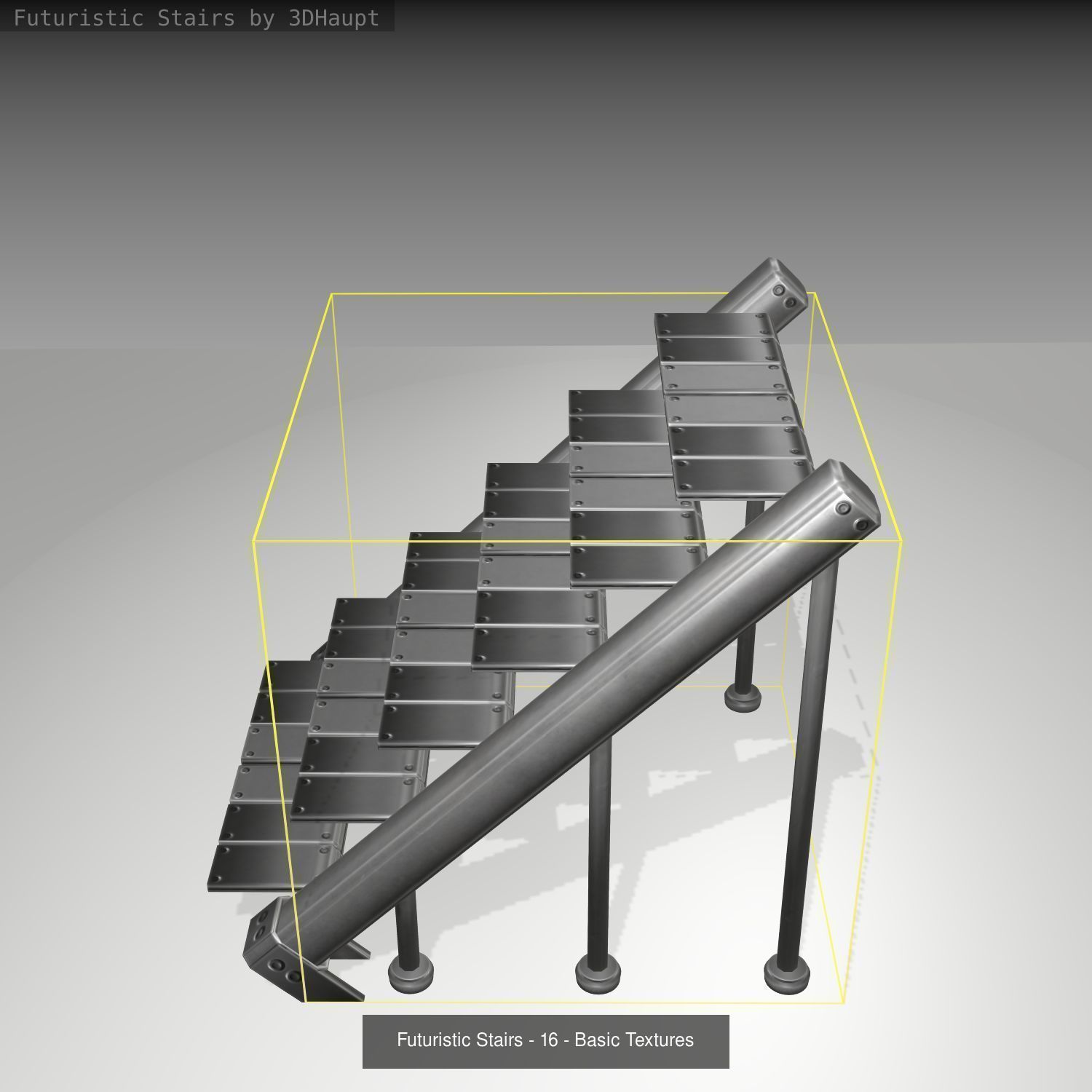 Futuristic Stairs - Basic Textures - without glass 3D Model Collection_19