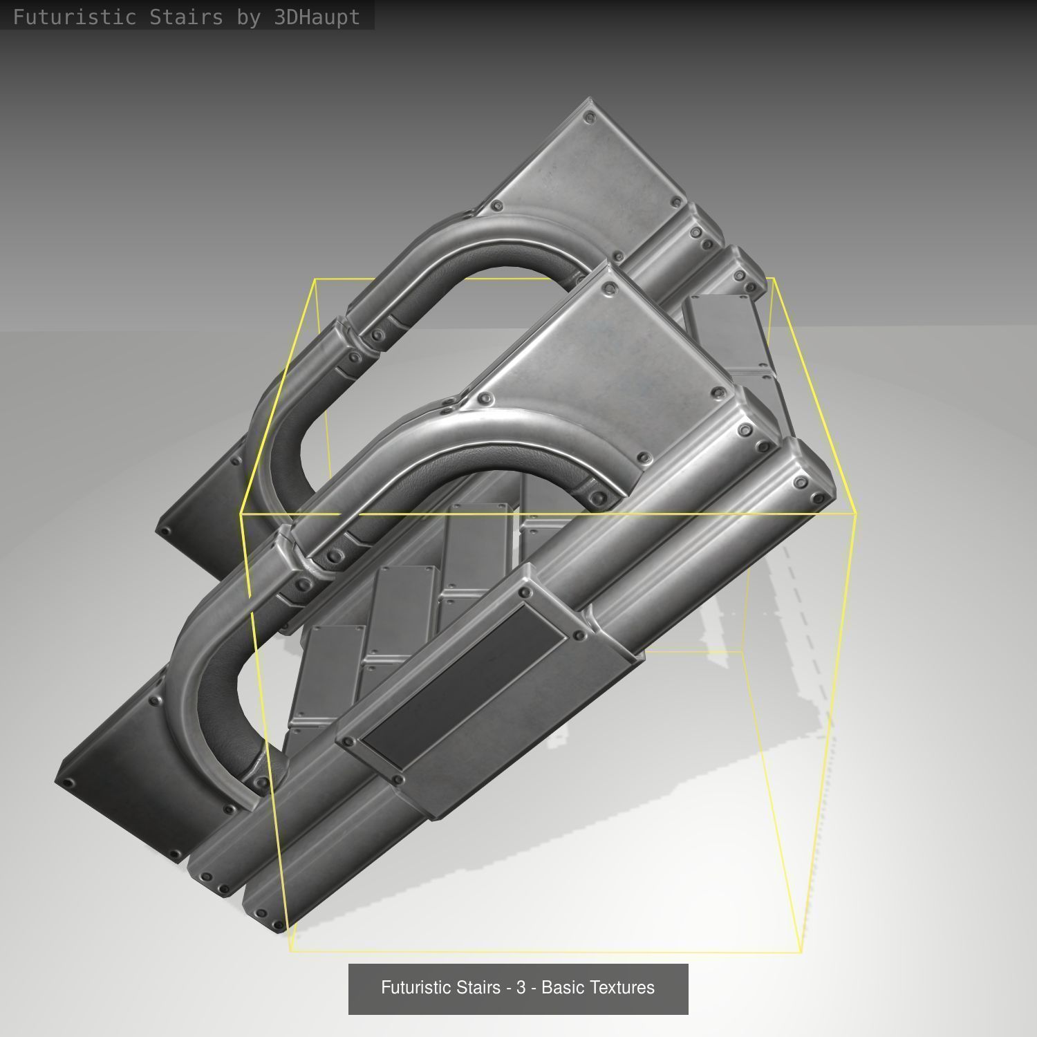 Futuristic Stairs - Basic Textures - without glass 3D Model Collection_6