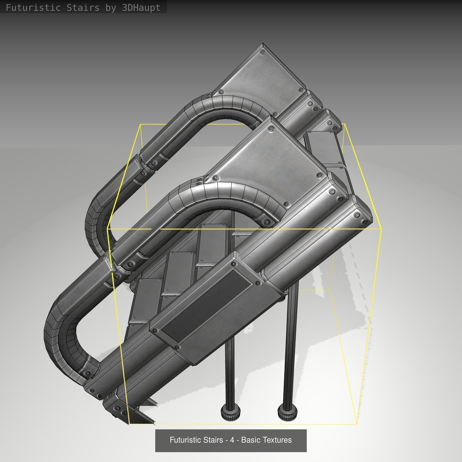 Futuristic Stairs - Basic Textures - without glass 3D Model Collection_7