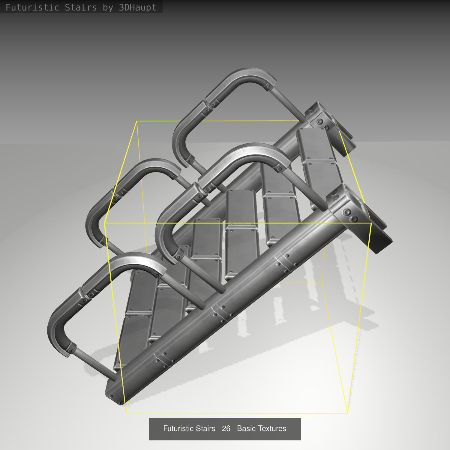 Futuristic Stairs - Basic Textures - without glass 3D Model Collection_29