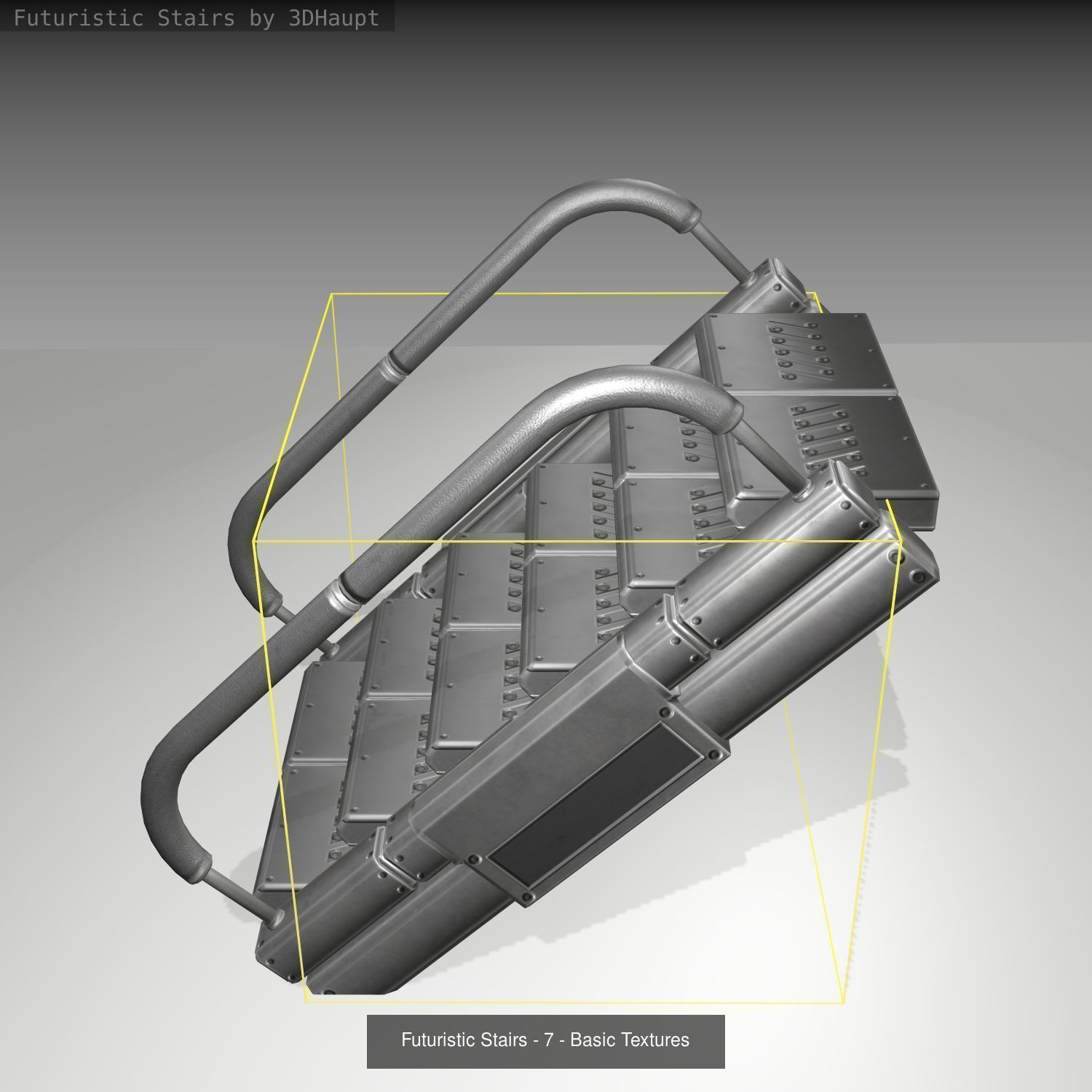 Futuristic Stairs - Basic Textures - without glass 3D Model Collection_10