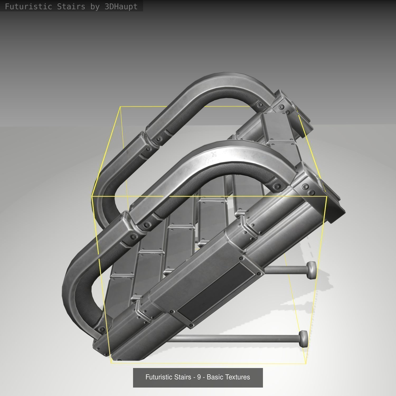 Futuristic Stairs - Basic Textures - without glass 3D Model Collection_12