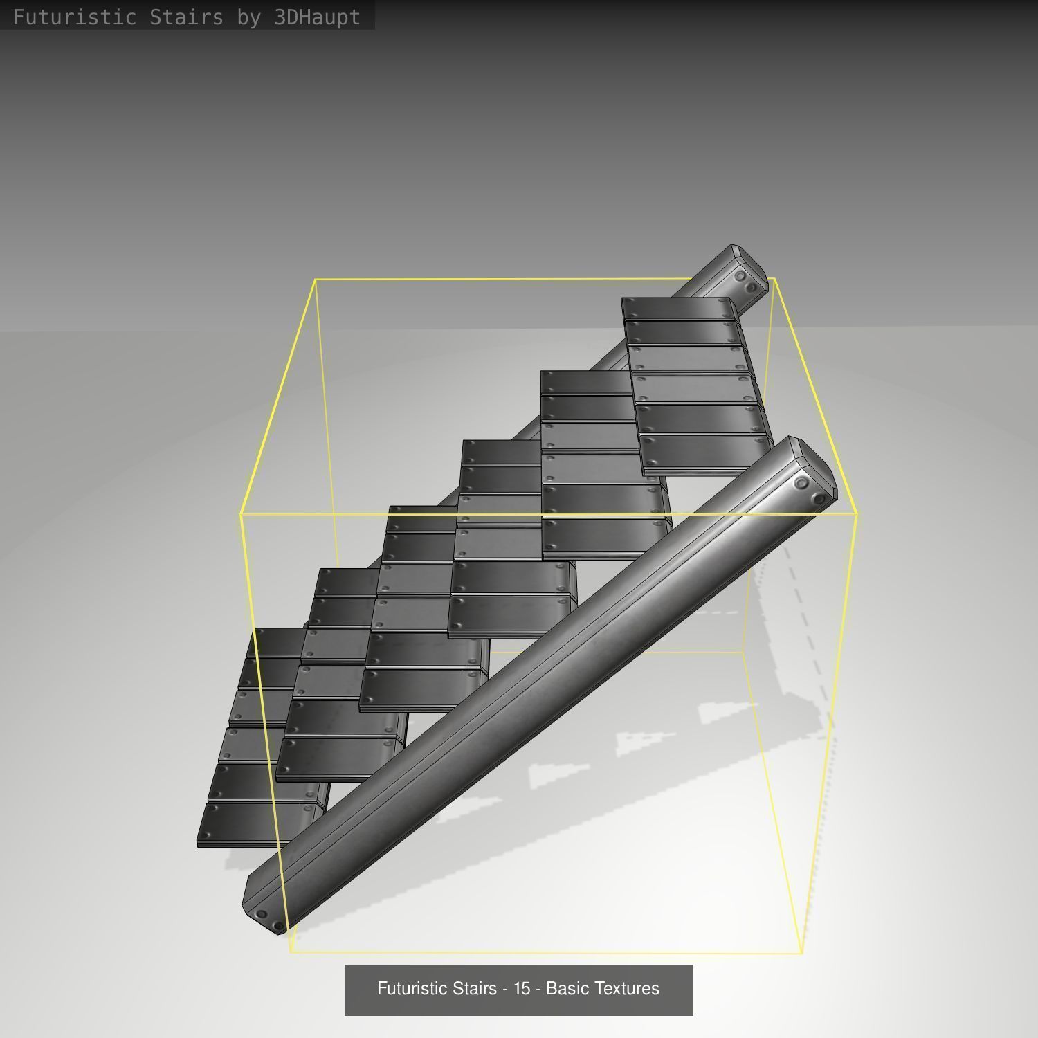 Futuristic Stairs - Basic Textures - without glass 3D Model Collection_18