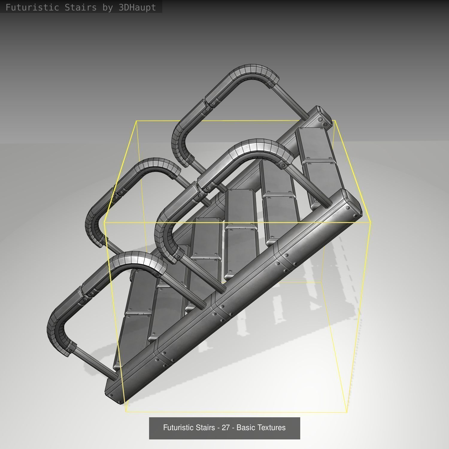 Futuristic Stairs - Basic Textures - without glass 3D Model Collection_30