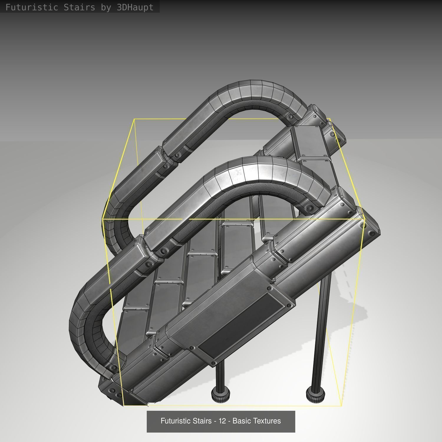Futuristic Stairs - Basic Textures - without glass 3D Model Collection_15