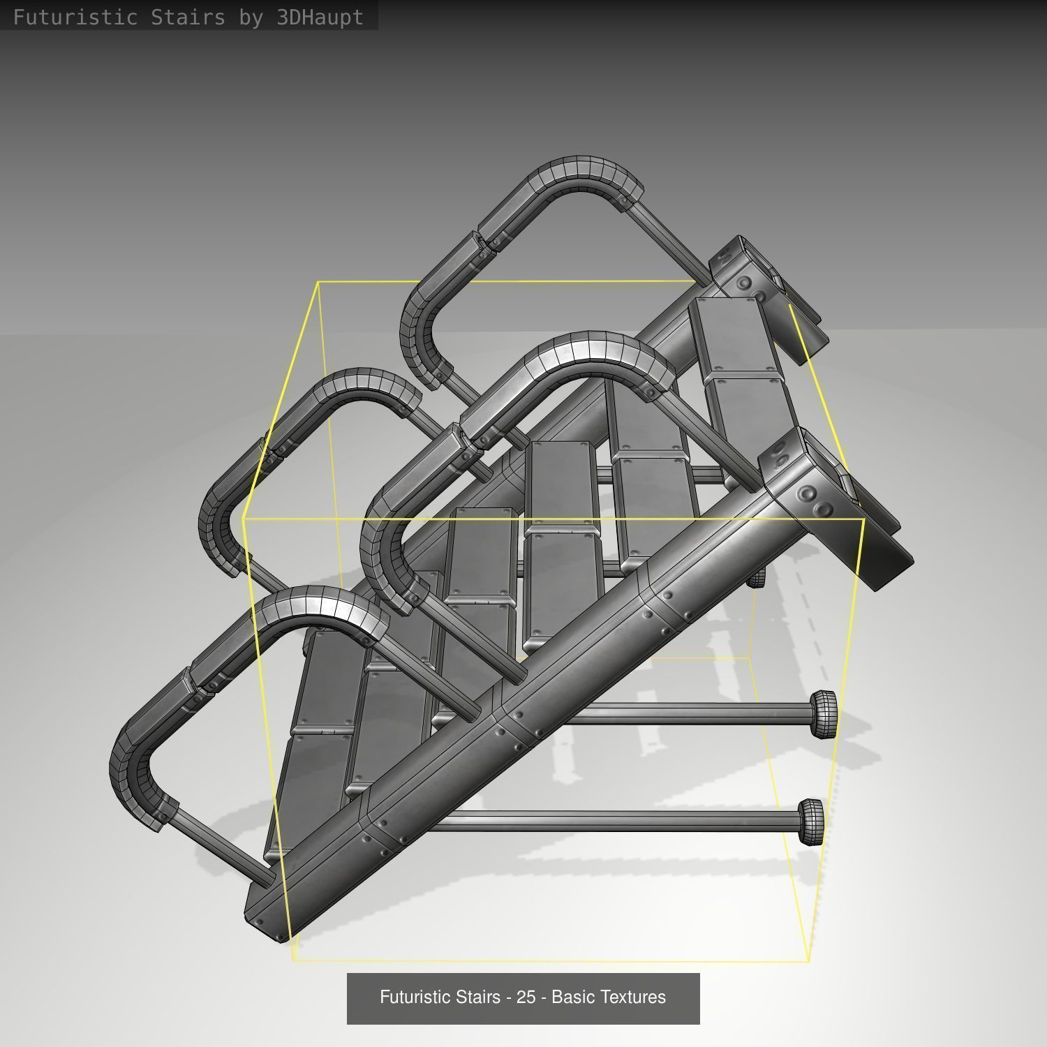 Futuristic Stairs - Basic Textures - without glass 3D Model Collection_28