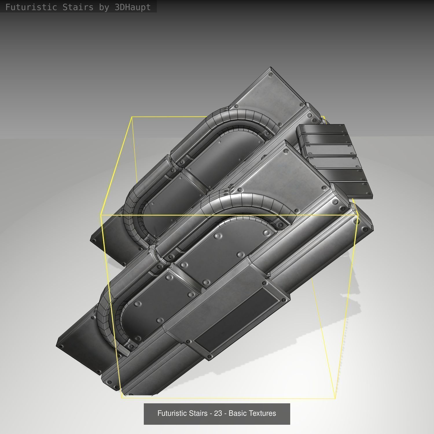Futuristic Stairs - Basic Textures - without glass 3D Model Collection_26
