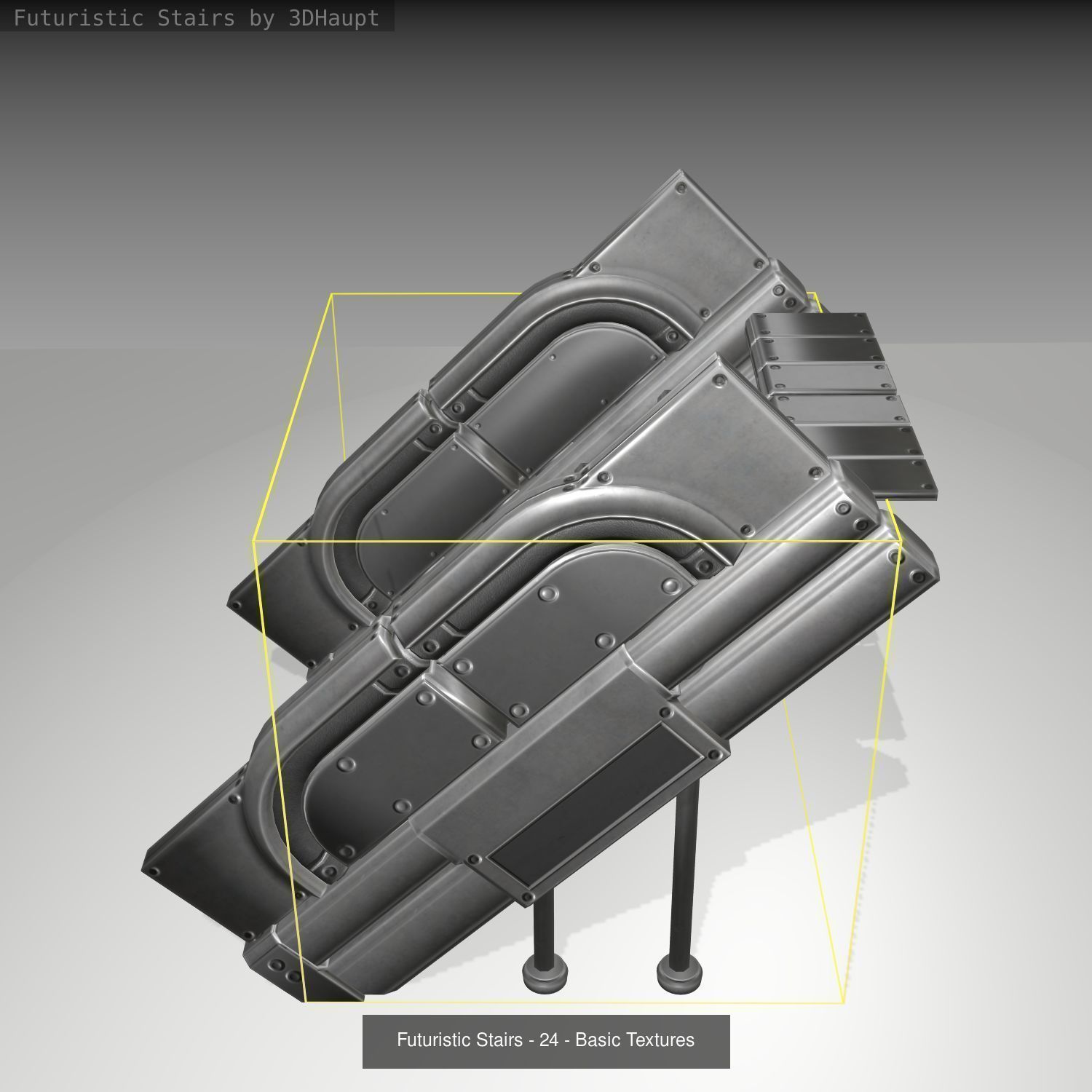 Futuristic Stairs - Basic Textures - without glass 3D Model Collection_27