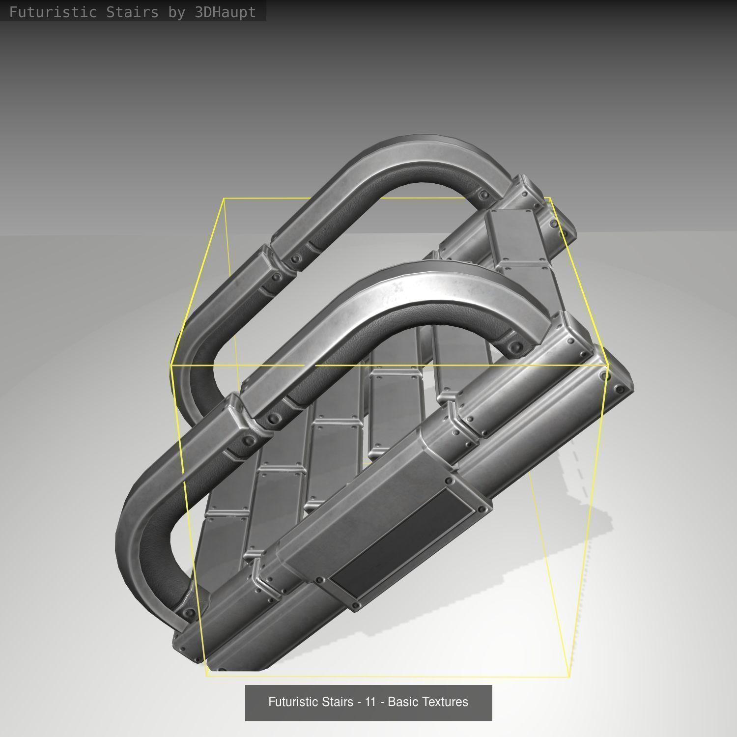 Futuristic Stairs - Basic Textures - without glass 3D Model Collection_14