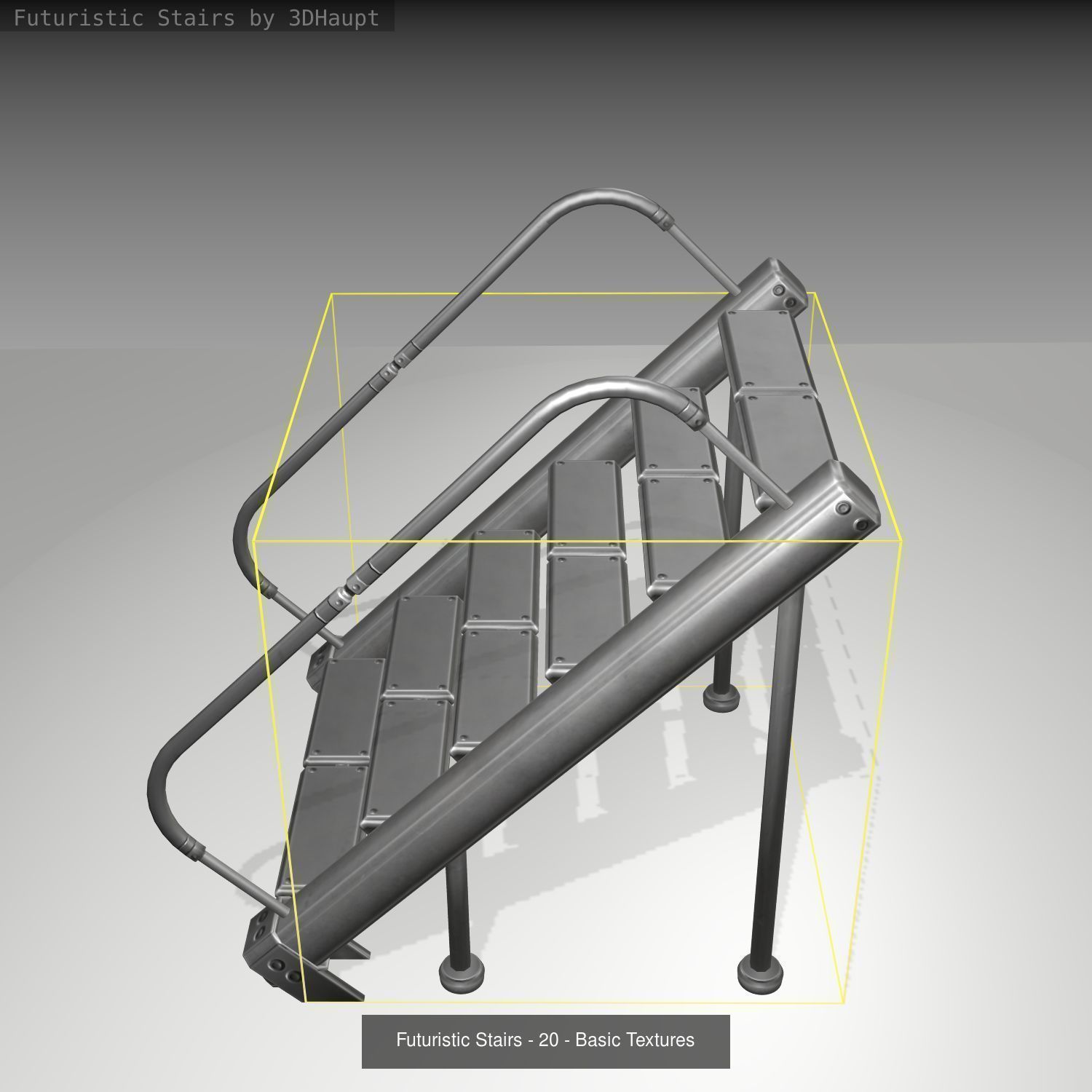 Futuristic Stairs - Basic Textures - without glass 3D Model Collection_23