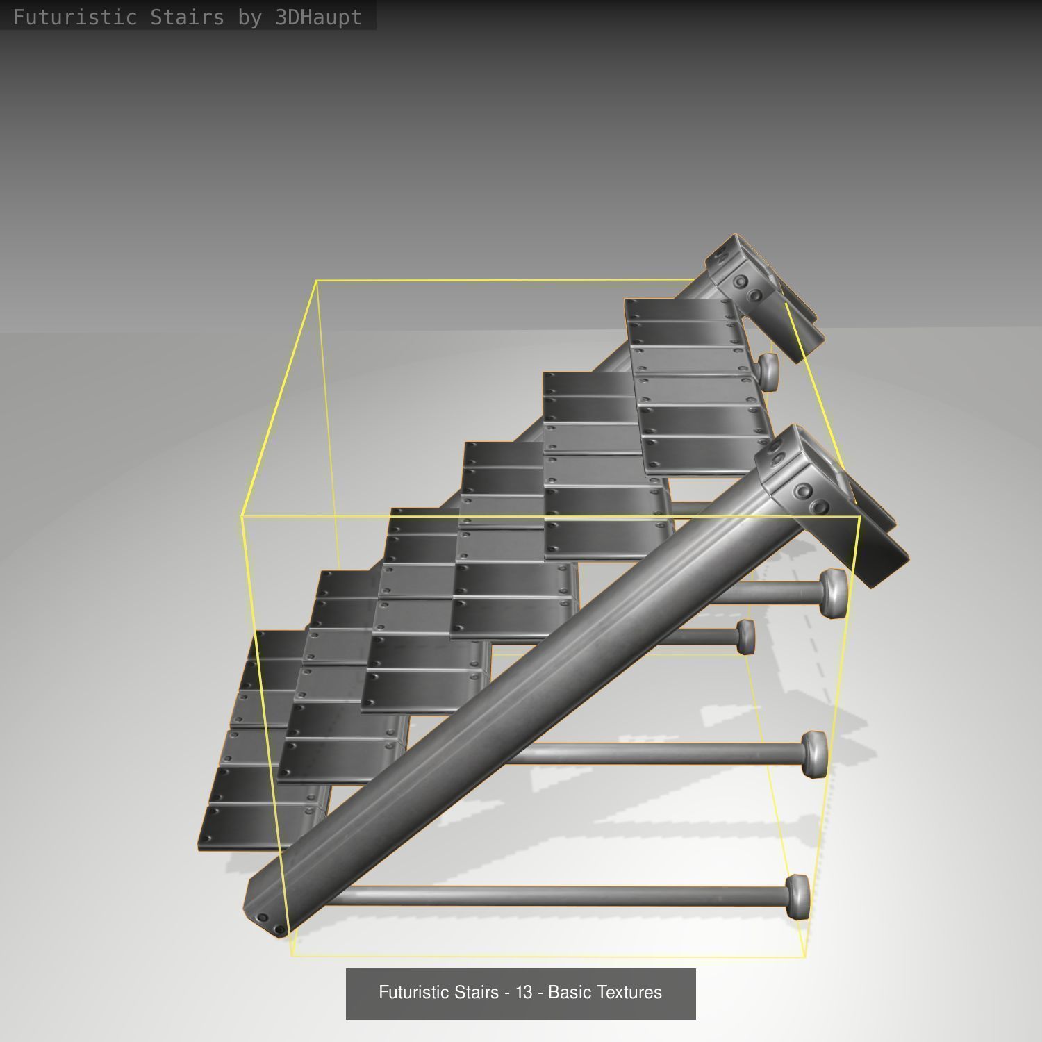 Futuristic Stairs - Basic Textures - without glass 3D Model Collection_16