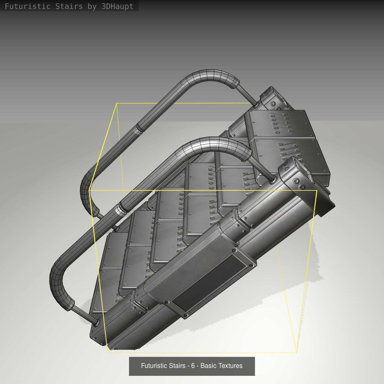 Futuristic Stairs - Basic Textures - without glass 3D Model Collection_9