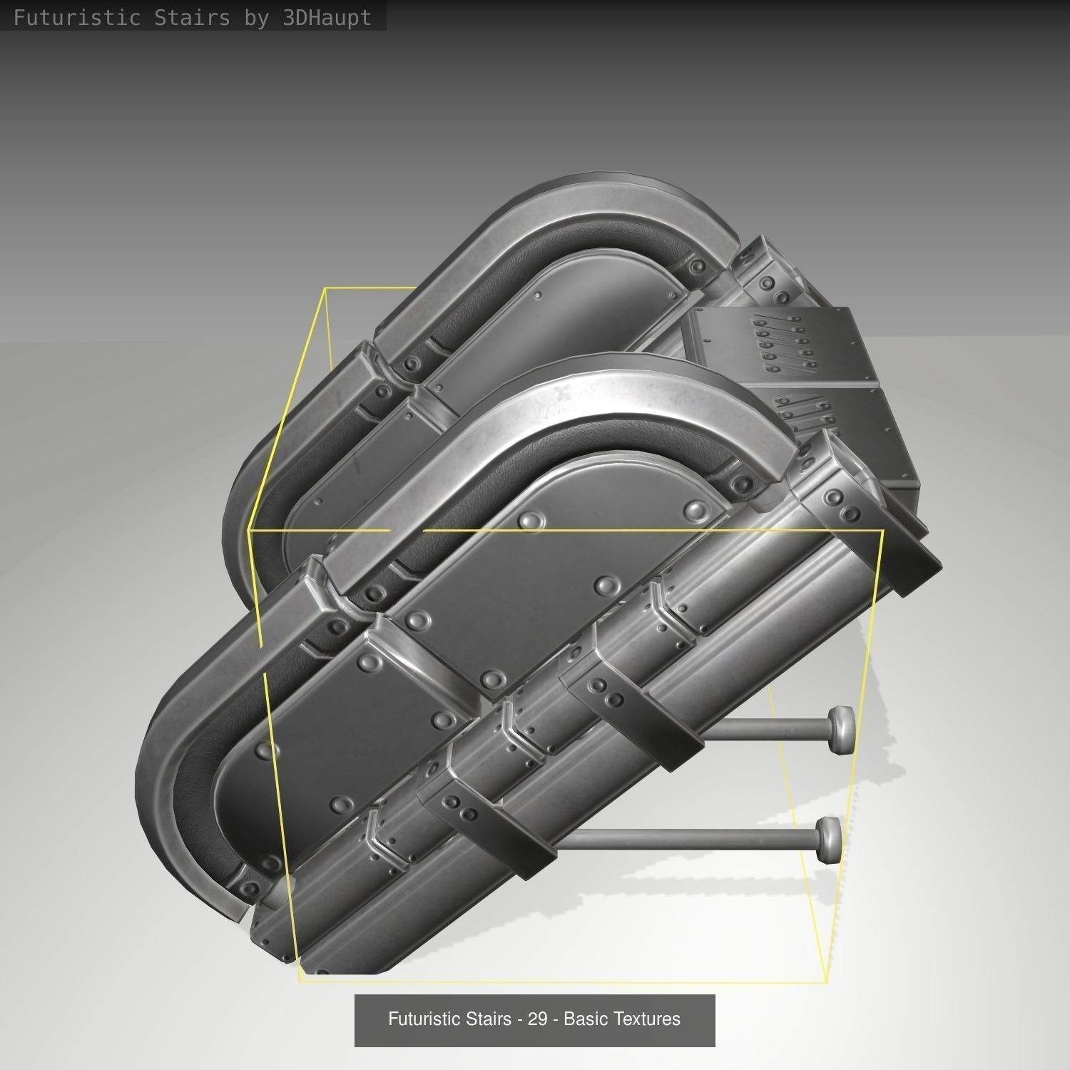 Futuristic Stairs - Basic Textures - without glass 3D Model Collection_32