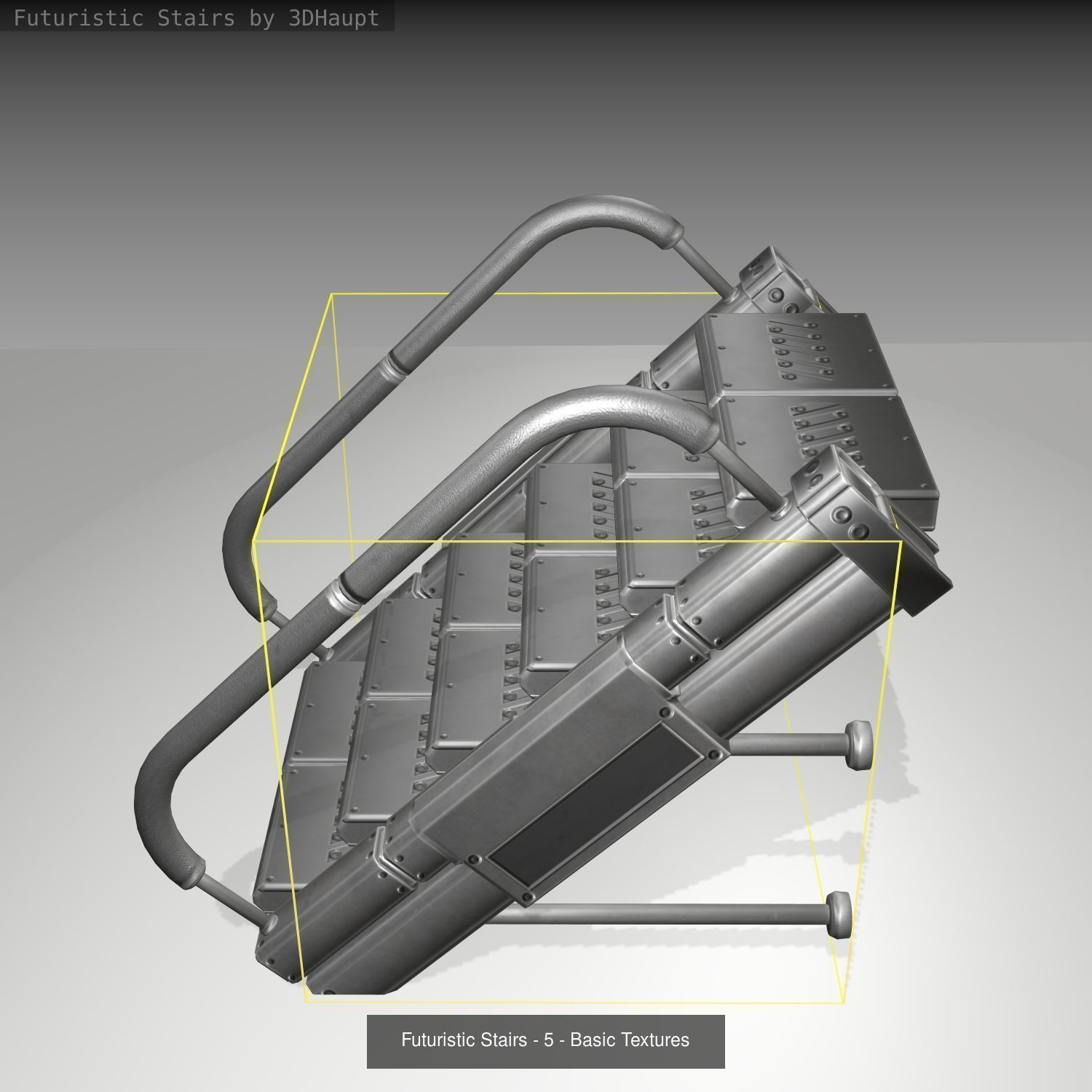 Futuristic Stairs - Basic Textures - without glass 3D Model Collection_8